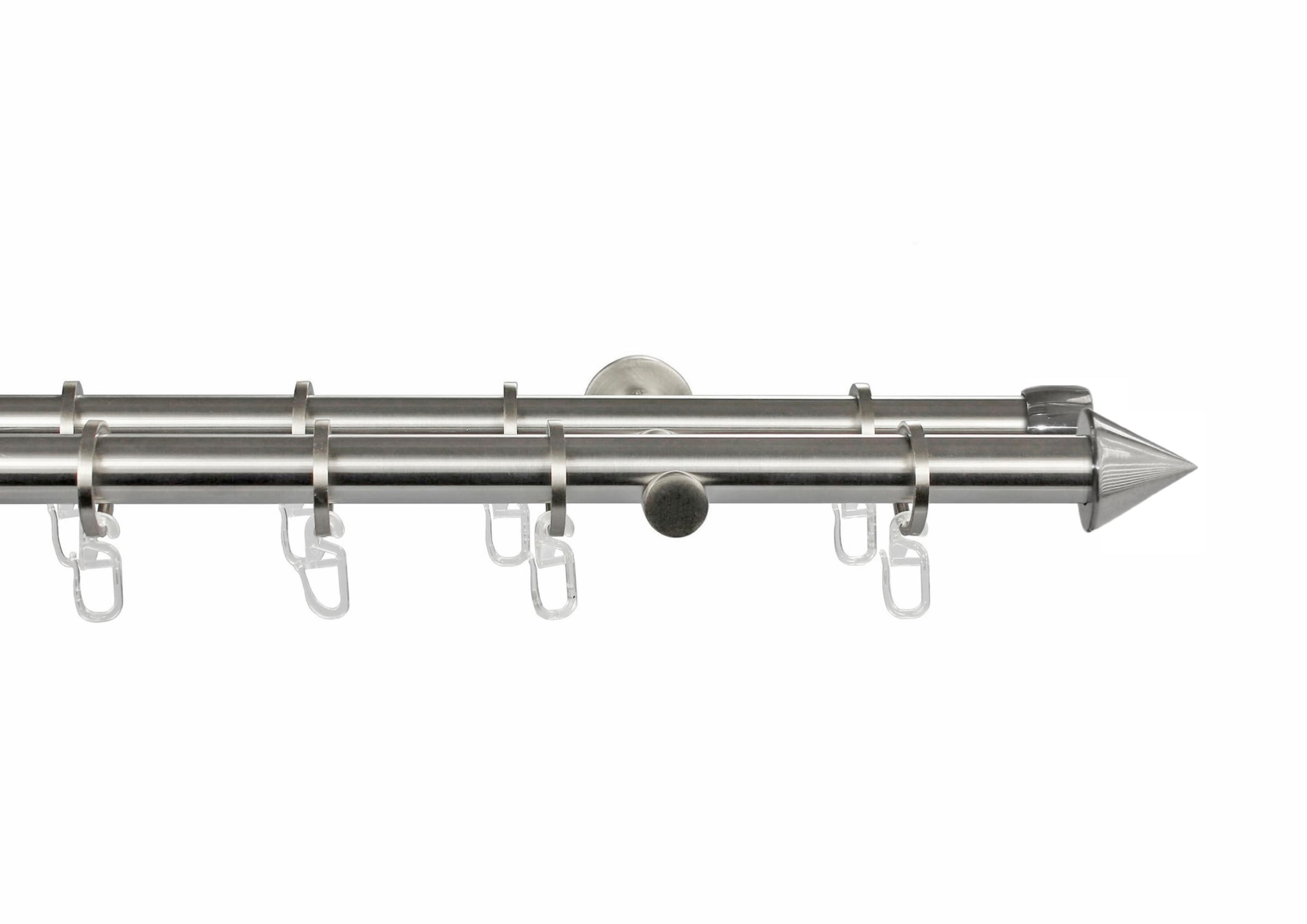 Image of GARESA Gardinenstange "PALMA" Ø 20 mm 2 läufig-läufig Wunschmasslänge Vorhanggarnitur, verlängerbar, Wandmontage, Edelstahl optik, mit Ringe