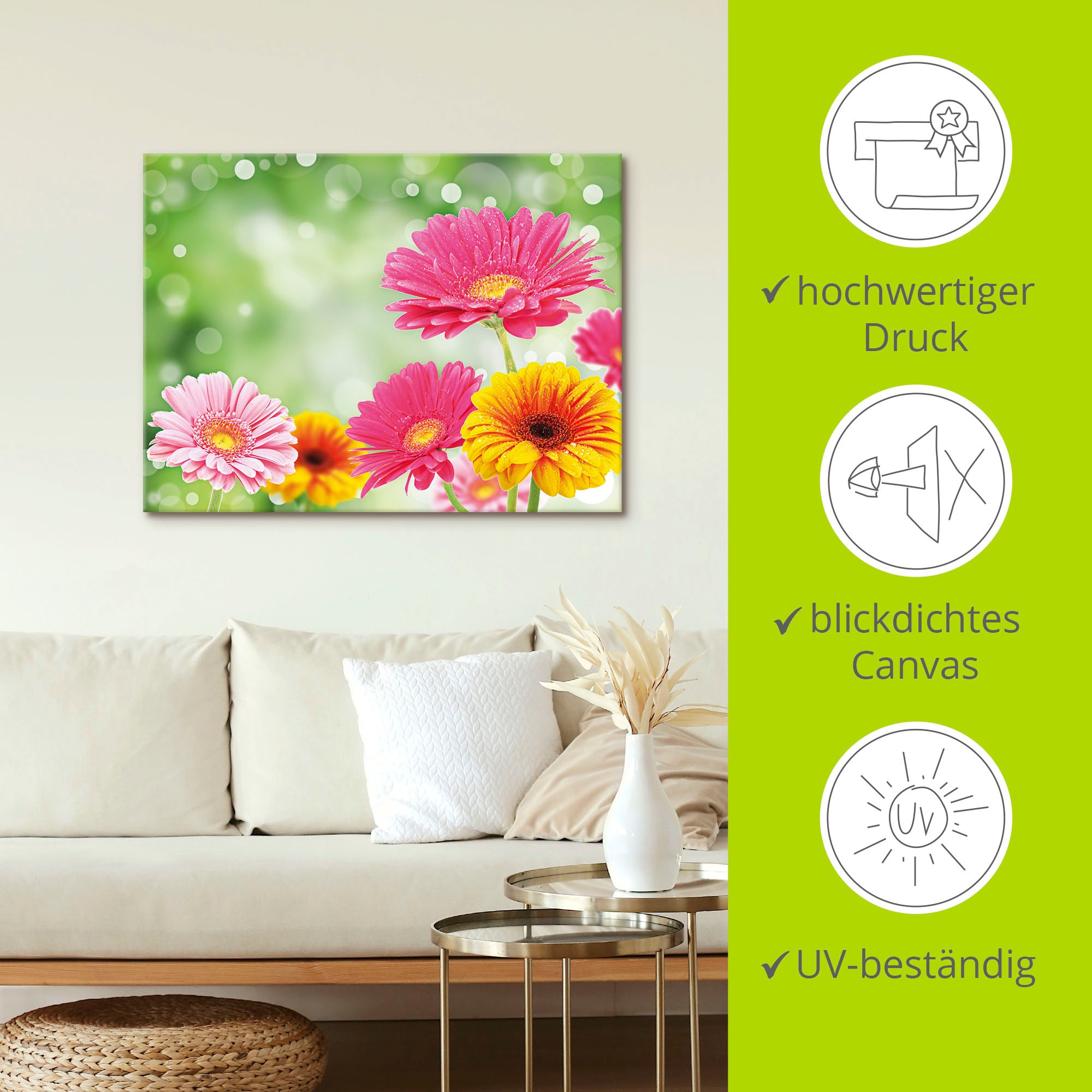 Artland Wandbild »Natürliche Romantik - Gerberas« 1 Stk. tlg. als Leinwandbild, Poster in verschied. Grössen