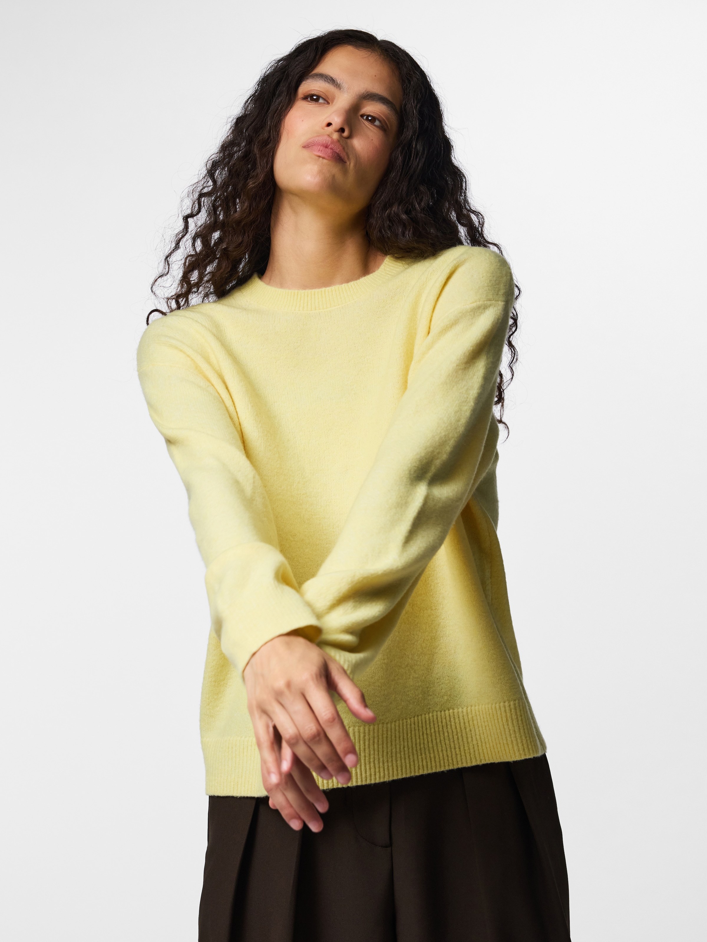 Image of pieces Rundhalspullover "PCSALLY LS O-NECK KNIT NOOS BC" Materialmix