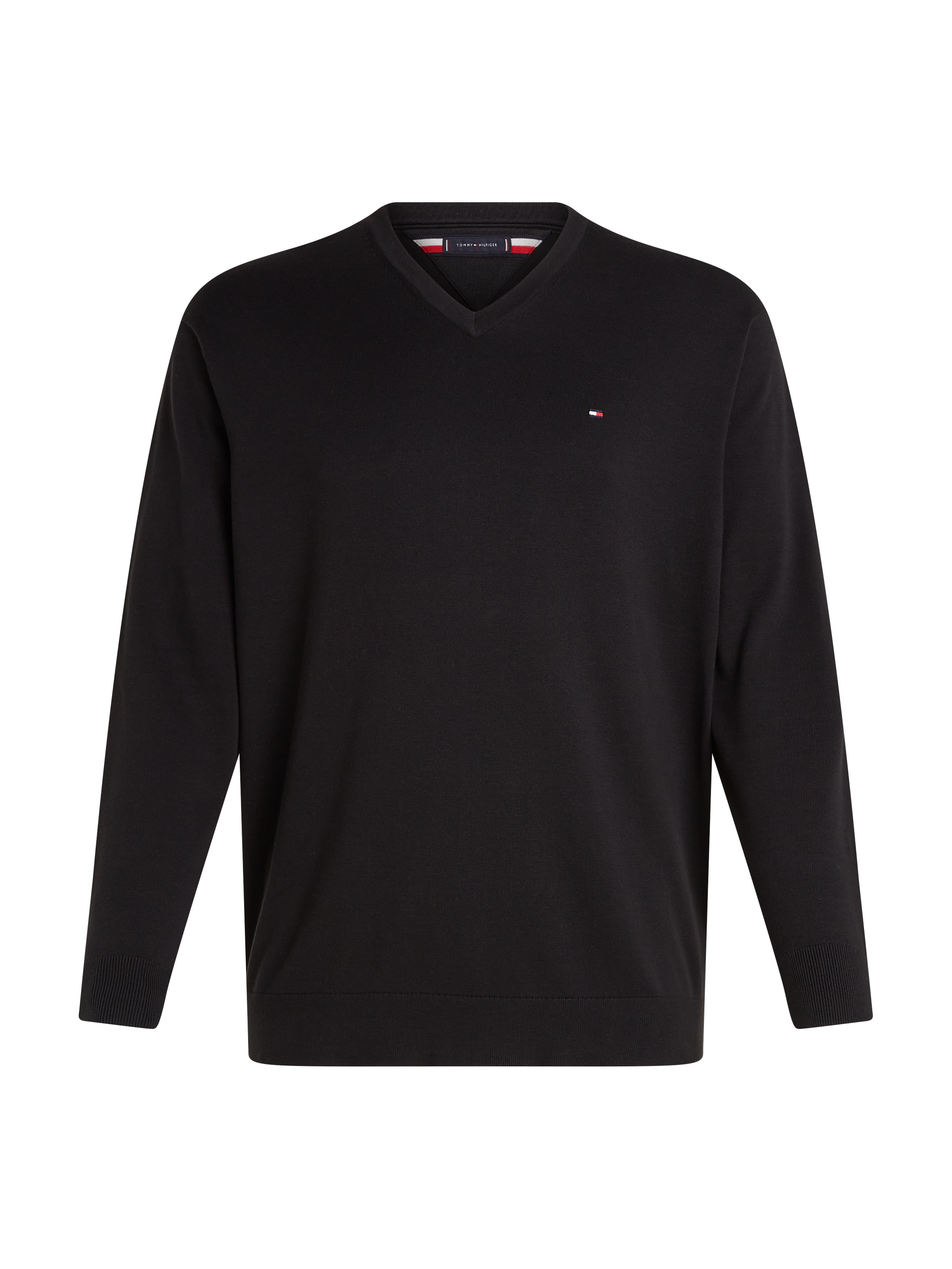 Tommy Hilfiger Big & Tall V-Ausschnitt-Pullover »BT-WCC ESSENTIAL V NECK-B«, Grosse Grössen mit Logostickerei