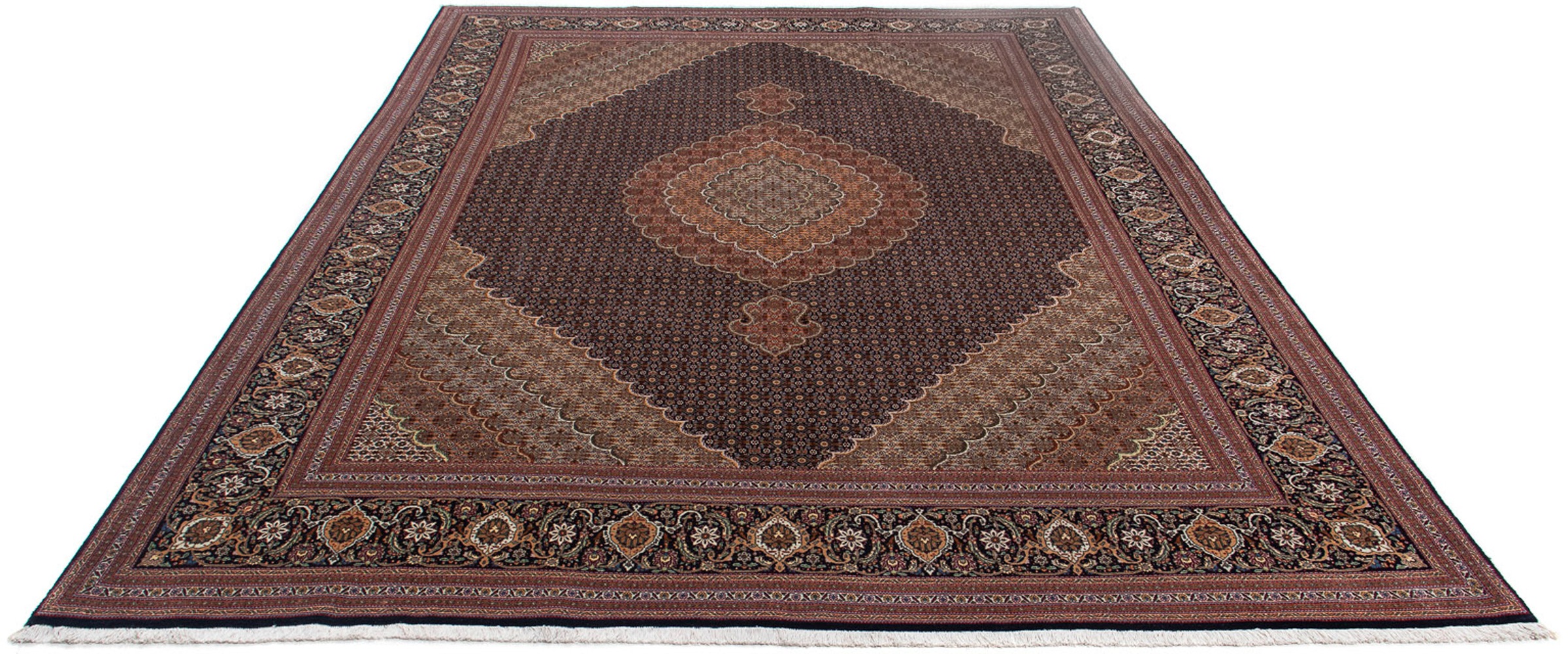 Image of morgenland Orientteppich »Perser - Täbriz - 359 x 252 cm - braun«, rechteckig, 10 mm Höhe, Wohnzimmer, Handgeknüpft, Einzelstück mit Zertifikat bei Ackermann Versand Schweiz