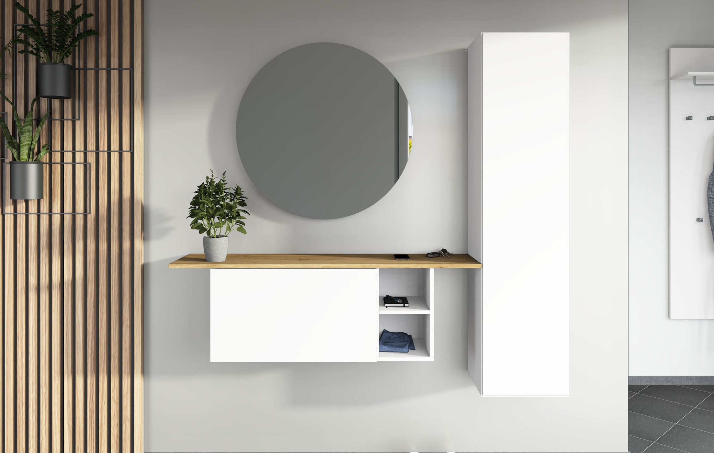 borchardt Möbel Garderoben-Set »Toledo, moderne Garderobe mit Spiegel, Schminktisch mit Regalfächern« Komplett-Set, 