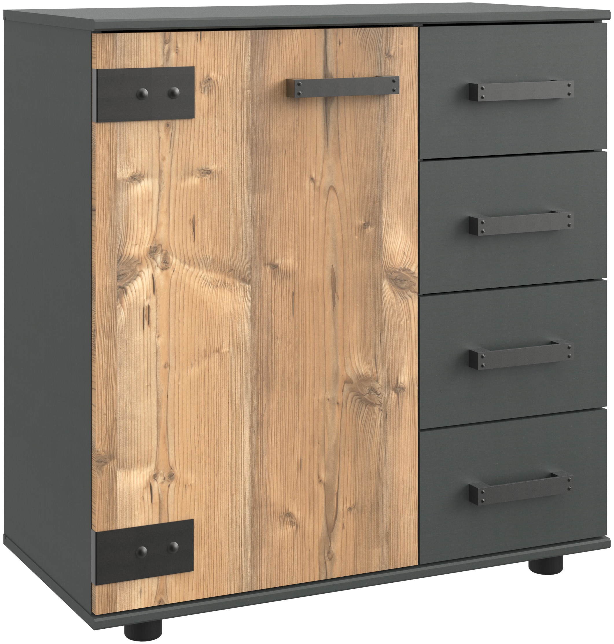 Image of Wimex Kombikommode "Stockholm, Schrank Made in Germany" rustikale Optik Industrial-Look, 1-türig mit 4 Schubladen, 81/41/83 cm