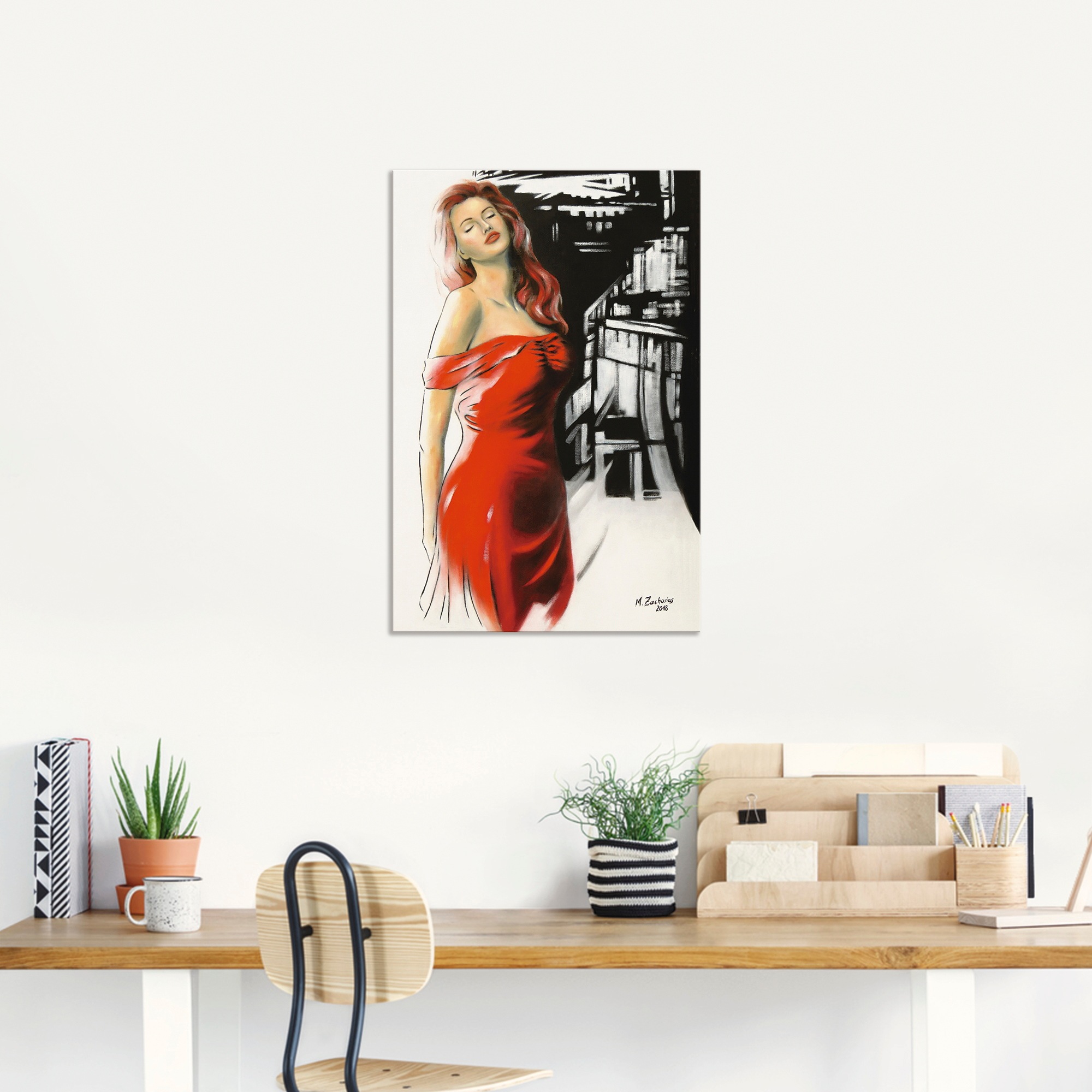 Artland Wandbild »Schönheit im roten Kleid«, Frau, (1 St.), als Alubild, Outdoorbild, Leinwandbild, Poster, Wandaufkleber
