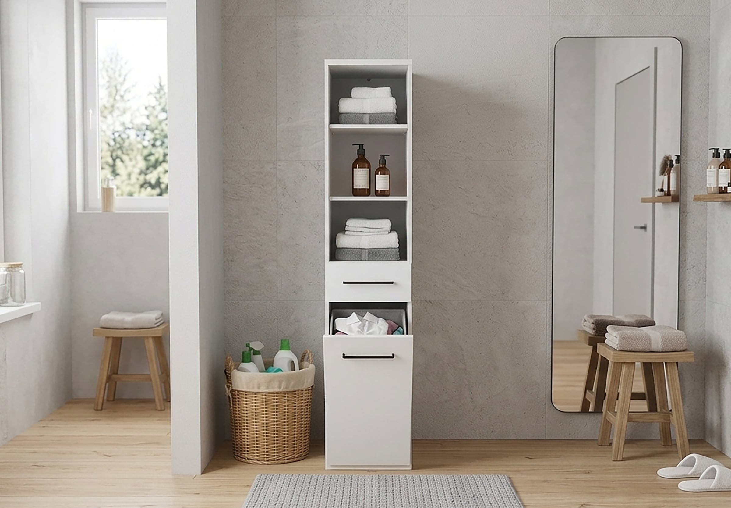 KOCHSTATION Wäscheschrank »KS-Linda« Breite 67 cm, 25mm starke Wände, ausziehbare Ablage