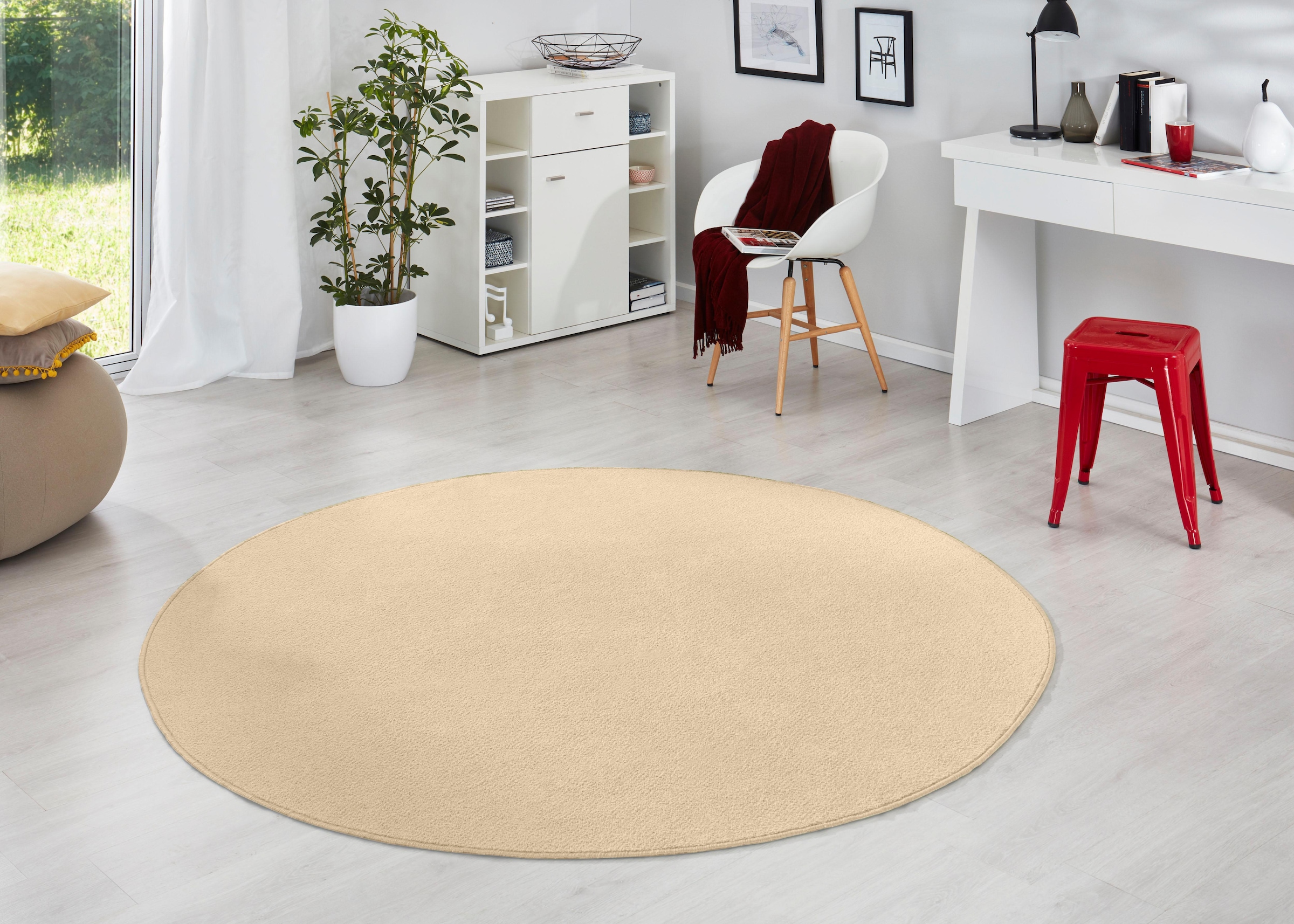 HANSE Home Teppich »Fancy«, rund, 7 mm Höhe, Kurzflor, Weich, Einfarbig, Wohnzimmer, Schlafzimmer, Esszimmer