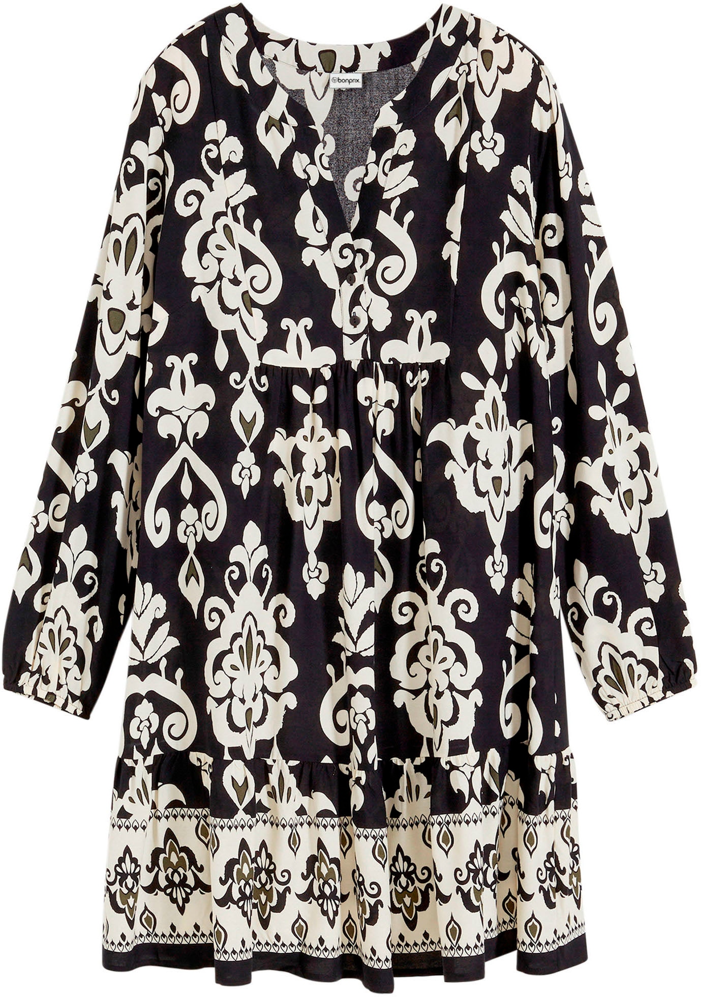 bonprix Robe tunique für besondere Anlässe, aus Viskose, in A-Linie, mit Muster
