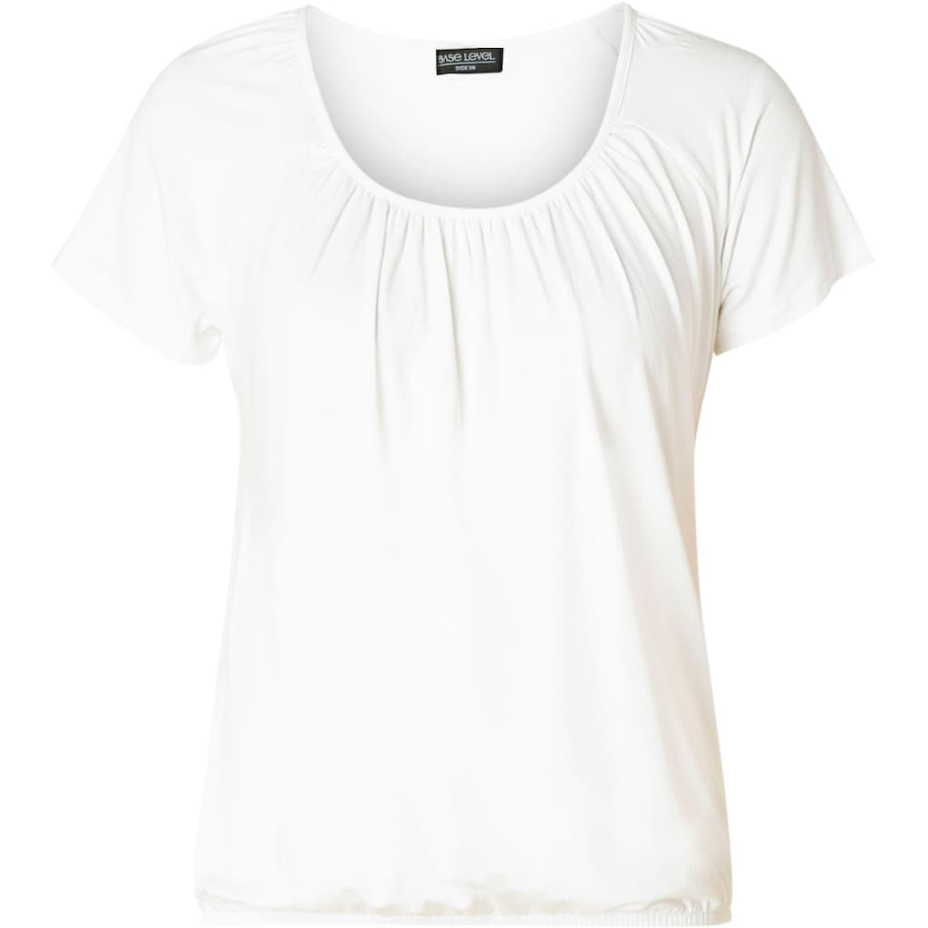 Base Level T-Shirt »Yona«, mit Raffung am Ausschnitt und elastischem Bund