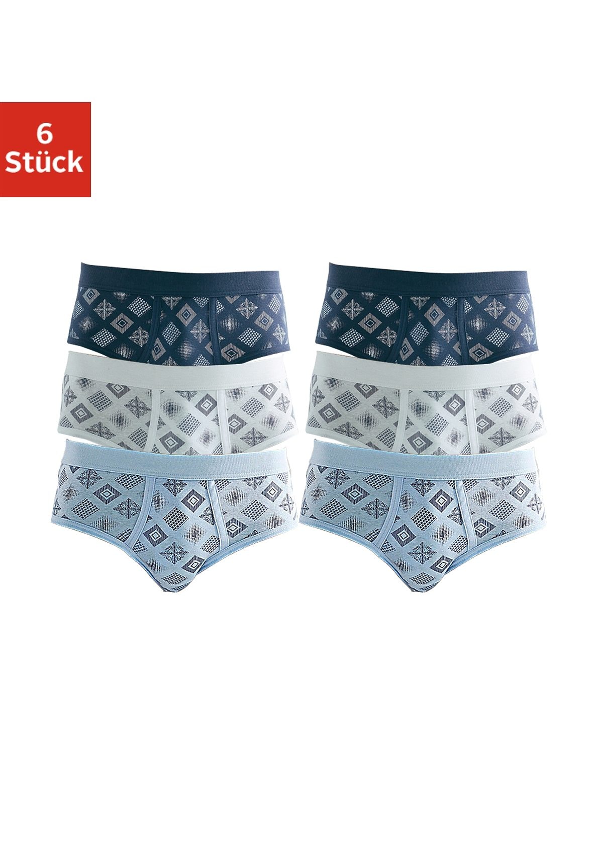 Image of Clipper Slip Packung, 6 Stk. mit Eingriff, schöne Feinripp-Qualität aus reiner Baumwolle