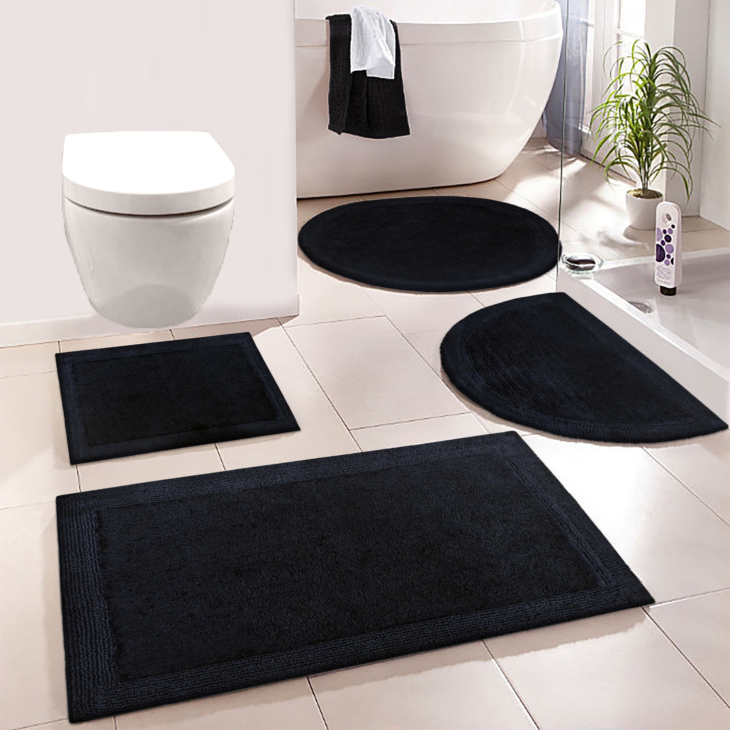 my home Badematte »Kapra, Badvorleger, Badezimmer Teppich«, beidseitig nutzbar-fussbodenheizungsgeeignet-strapazierfähig, mit Bordüre, Badteppich, Badematte, Baumwolle