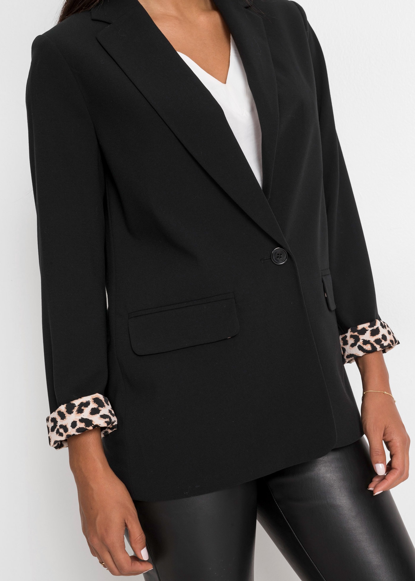 bonprix Blazer long festlicher Stil, bequeme Passform, mit Reverskragen