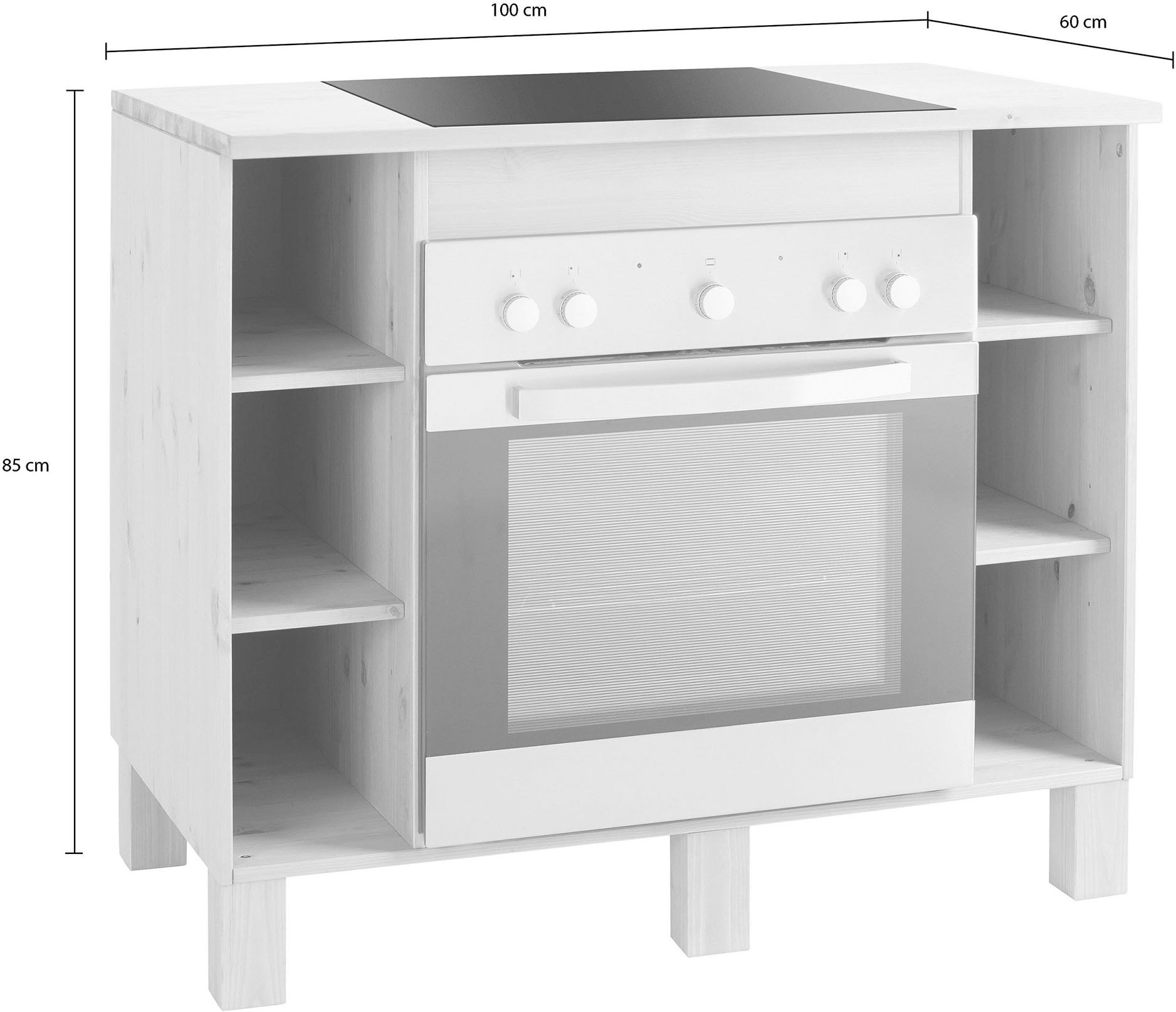 Home affaire Armoire encastrée pour cuisinière »Oslo« Largeur 100 cm, en 2 profondeurs, pin massif, avec plan de travail de 23 mm