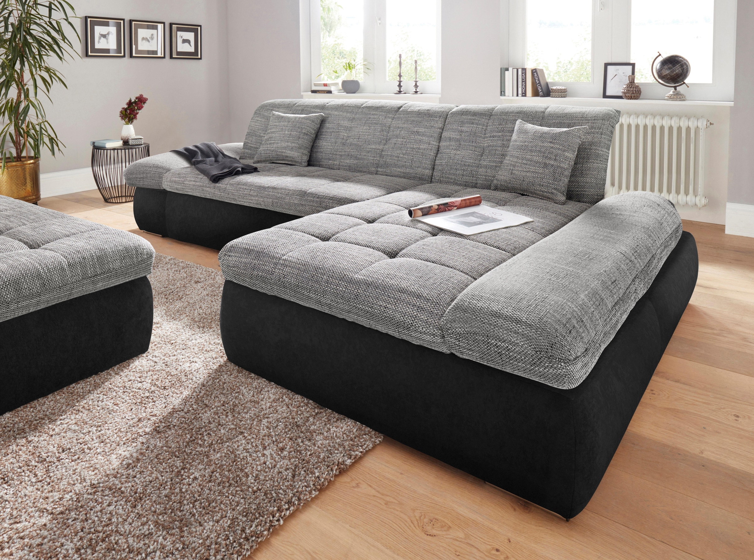 DOMO collection Canapé d'angle »PB Moric  wahlweise mit Bettfunktion + Armteilverstellung, L-Form« im XXL-Format, B/T/H:300/172/80 cm, feine Steppung