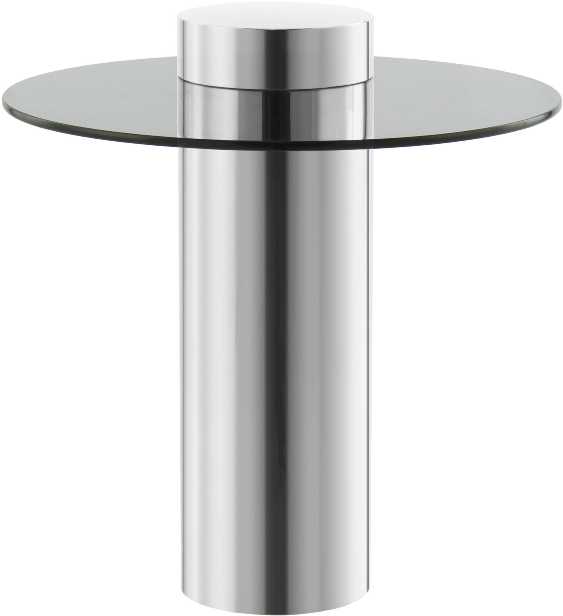 Image of Kayoom Beistelltisch "Ontario 125, Runde Glasplatte aus Sicherheitsglas, 100% Edelstahl" 1 Stk. tlg. Minimalistisches Design, Säulengestell, pflegeleicht
