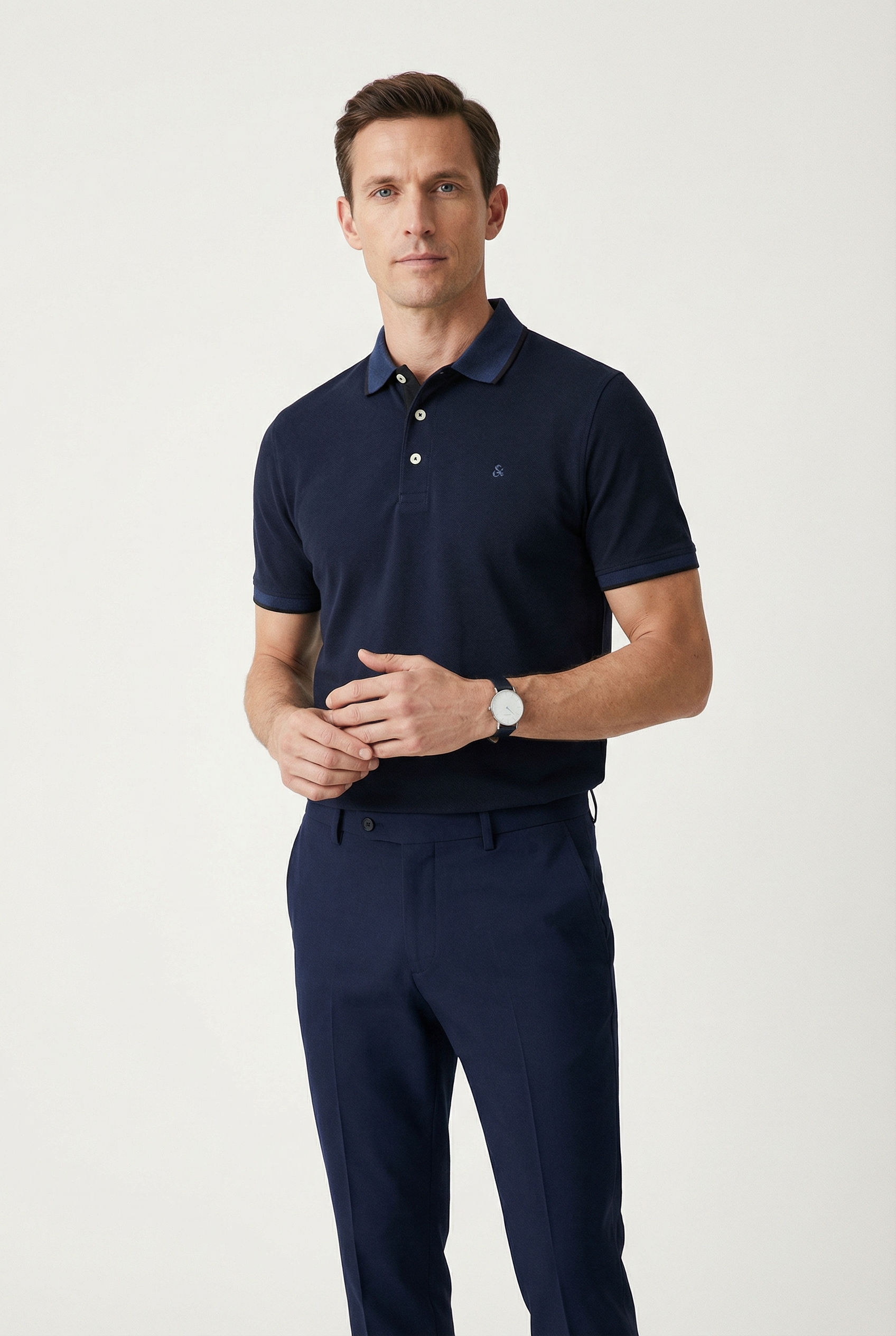 Jack & Jones Polo »JJEPAULOS im Doppelpack mit Logostickerei und Komfort« Paquet, pack de 2, 2 pièces uni avec insert de couleur, à la mode, slim, coton, col polo