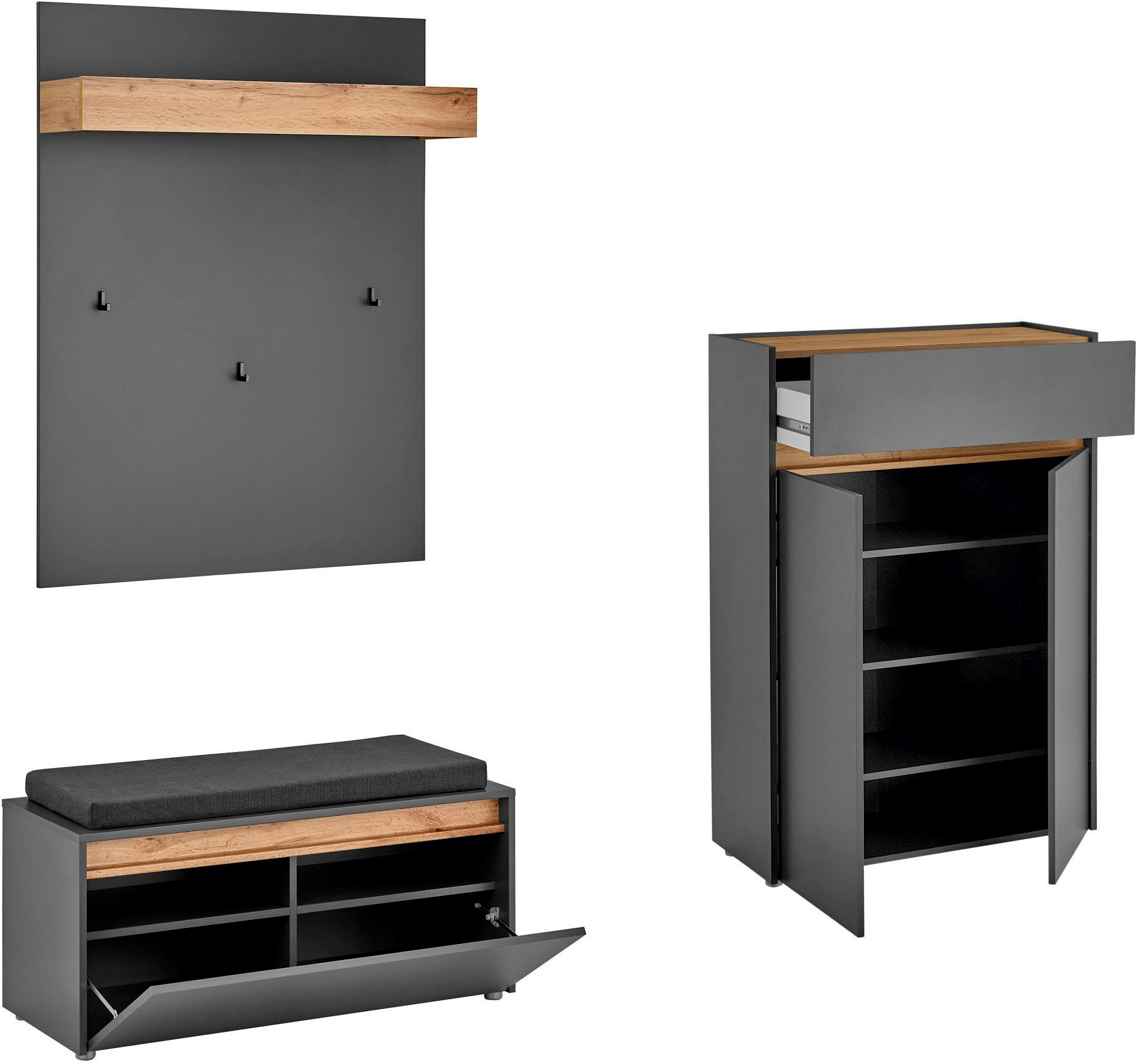 INOSIGN Ensemble de vestiaires »City/Giron, moderne Garderobe, viel Stauraum, ca. 24 Schuhe« Set, 3 cuis tlg.