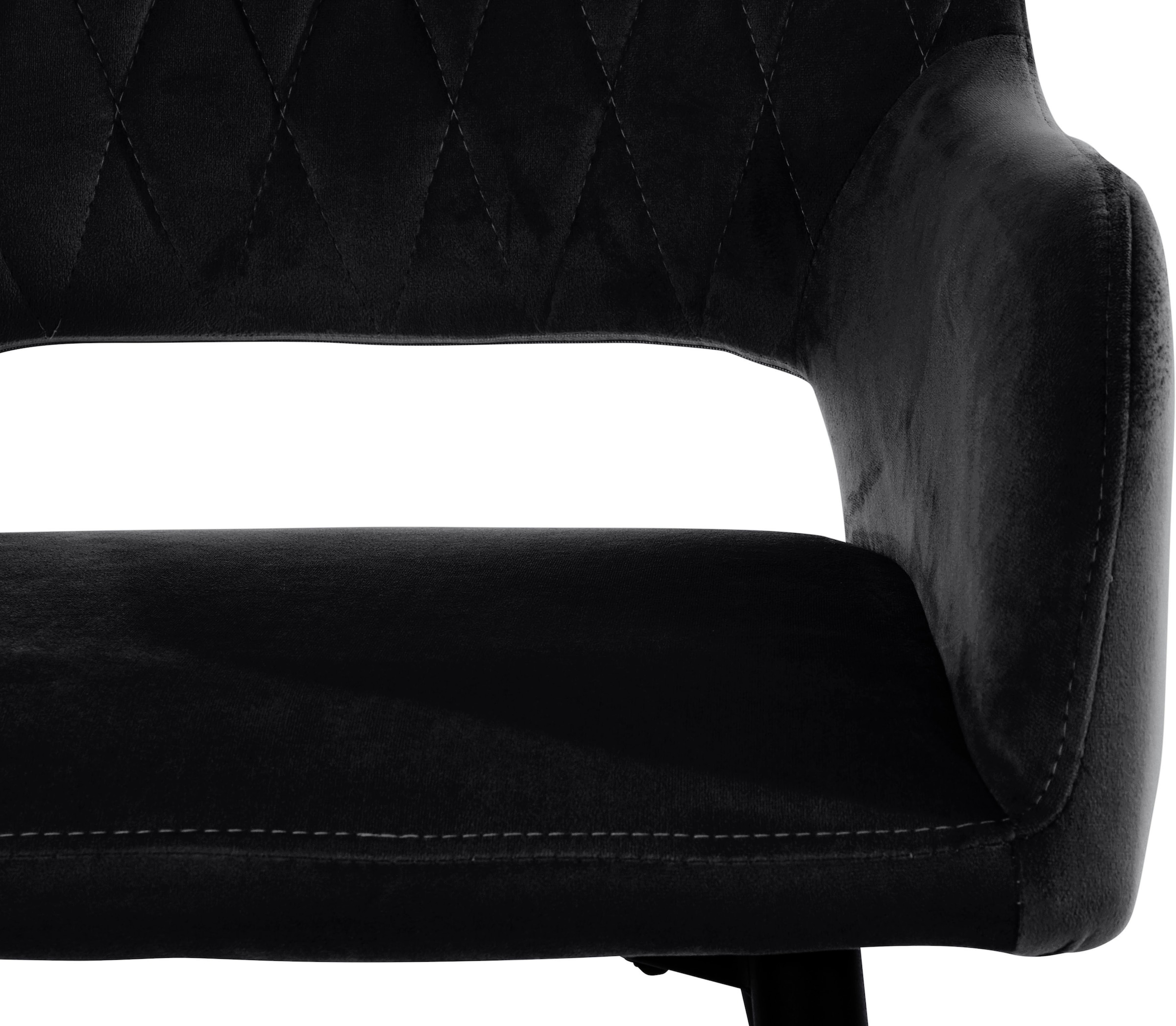 Leonique Esszimmerstuhl »Franca«, (Set), 2 St., Veloursstoff, Sitz in Samtvelours, Rückenlehne mit Rautensteppung, Sitzhöhe 48 cm