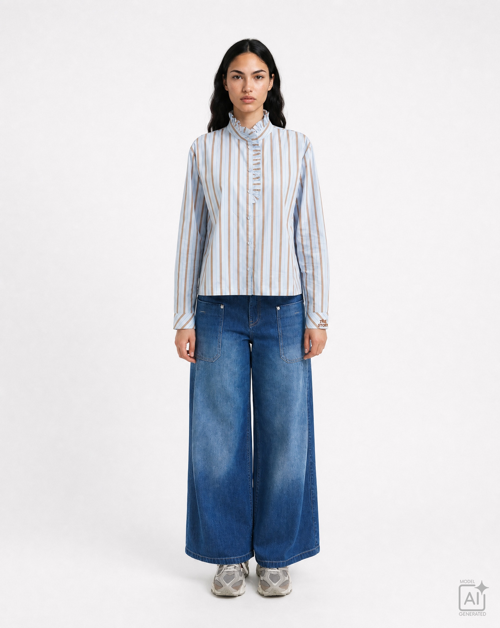 Smith & Soul Hemdbluse mit Rüschenbesatz am Stehkragen