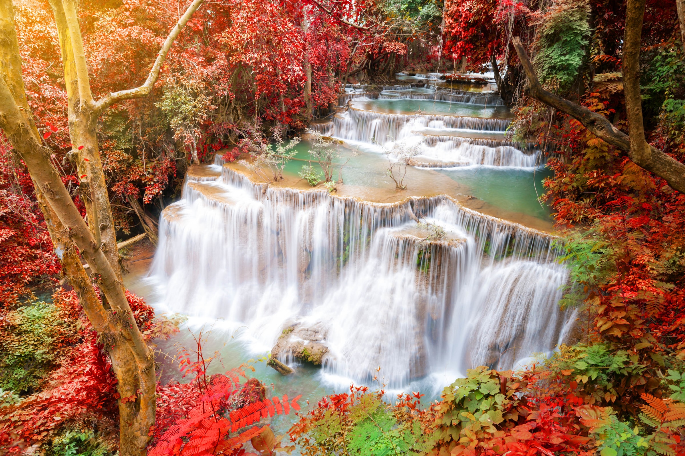 Image of Papermoon Fototapete "Huay Mae Kamin Autumn Waterfall" glatt