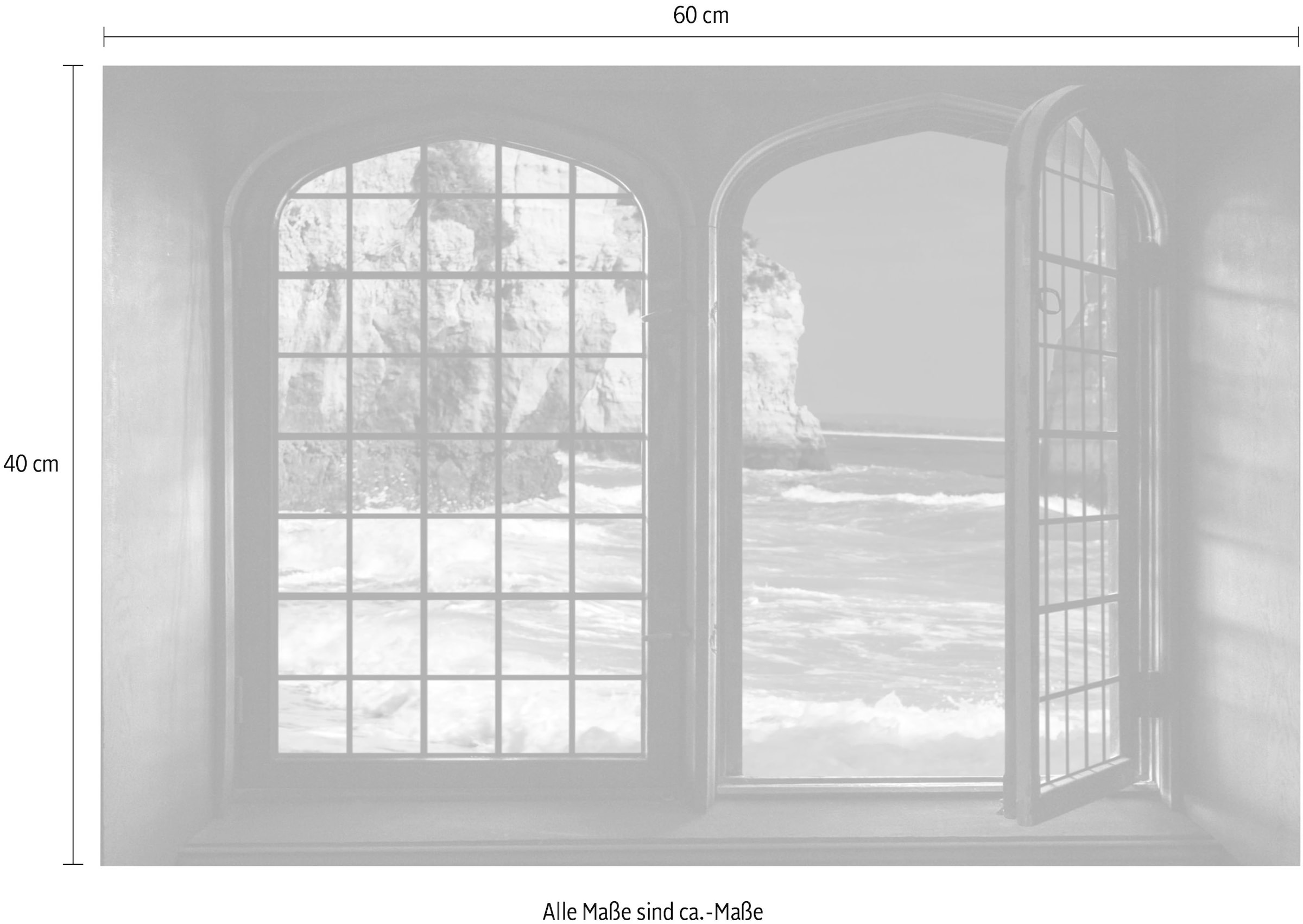 queence Autocollants muraux »Fels im Meer« Wandsticker, Wandbild, selbstklebend, 3D, Fenster