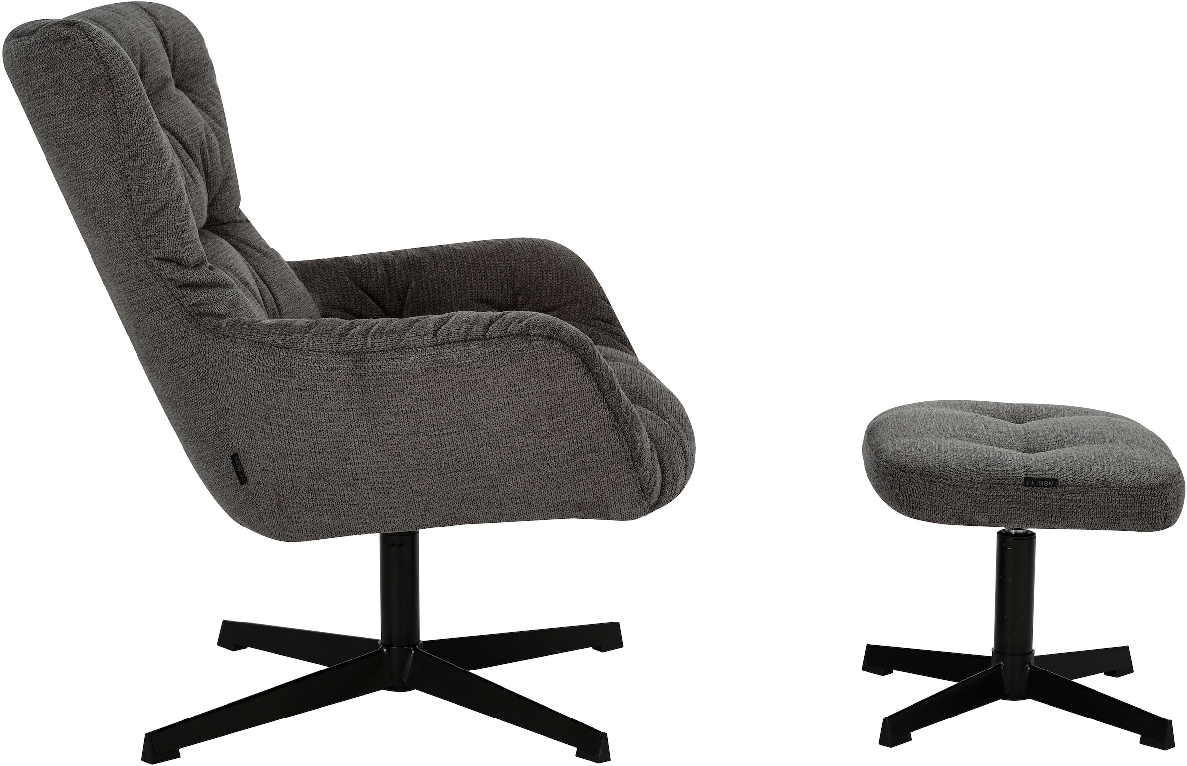 INOSIGN Drehsessel »VERGAS Ohrensessel mit Hocker im Set«, Relaxsessel mit 360-Grad-Drehfunktion u. Hocker, Web-Stoff