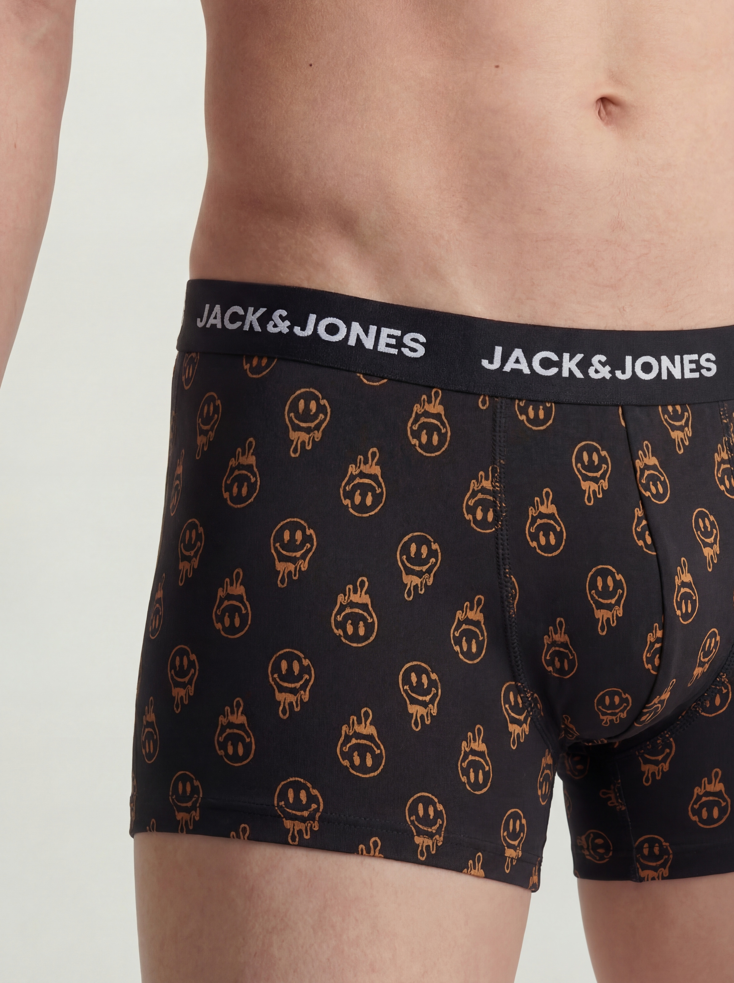 Jack & Jones Tronc »JACDALE SMILEY TRUNKS 3 PACK SN« Paquet, 3 cuis mélange de coton, ceinture élastique