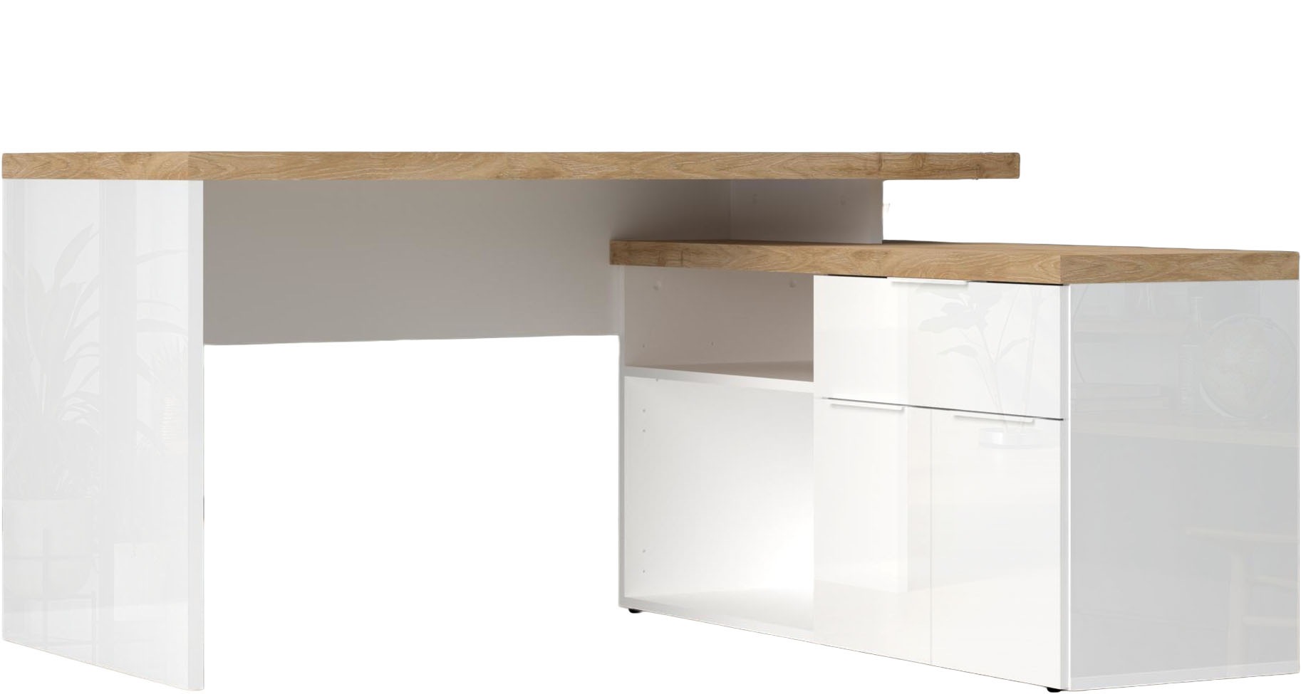 Image of Home affaire Eckschreibtisch "Easy, Computertisch – 38 mm Platte, perfekt fürs Büro & Homeoffice" Breite/Tiefe 138/132 cm, Schubkasten mit Selbsteinzug u. Dämpfung