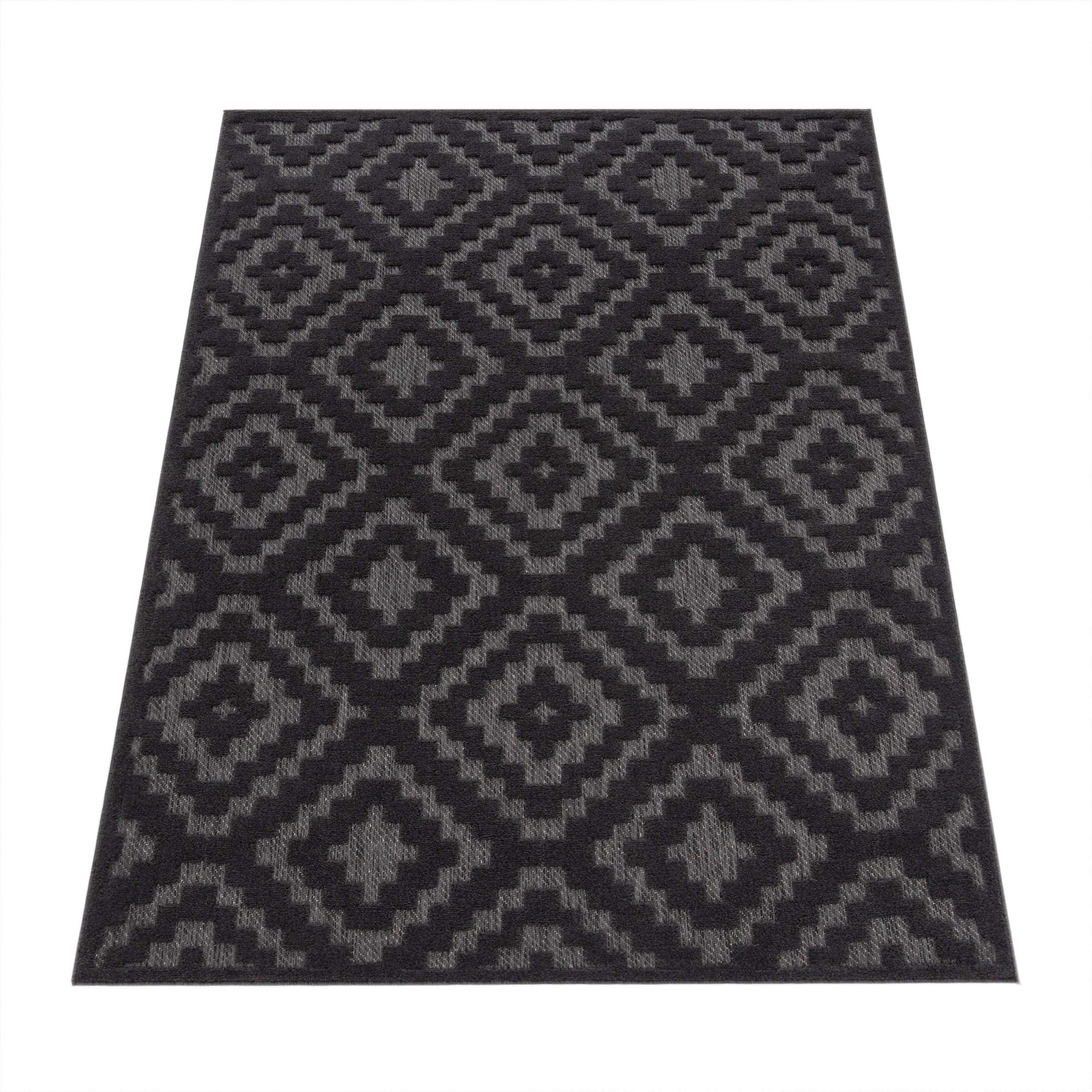 Paco Home Teppich Muster, kaufen geeignet Hoch-Tief Outdoor Rauten Uni-Farben, rechteckig, 672«, »Livorno Effekt, Scandi