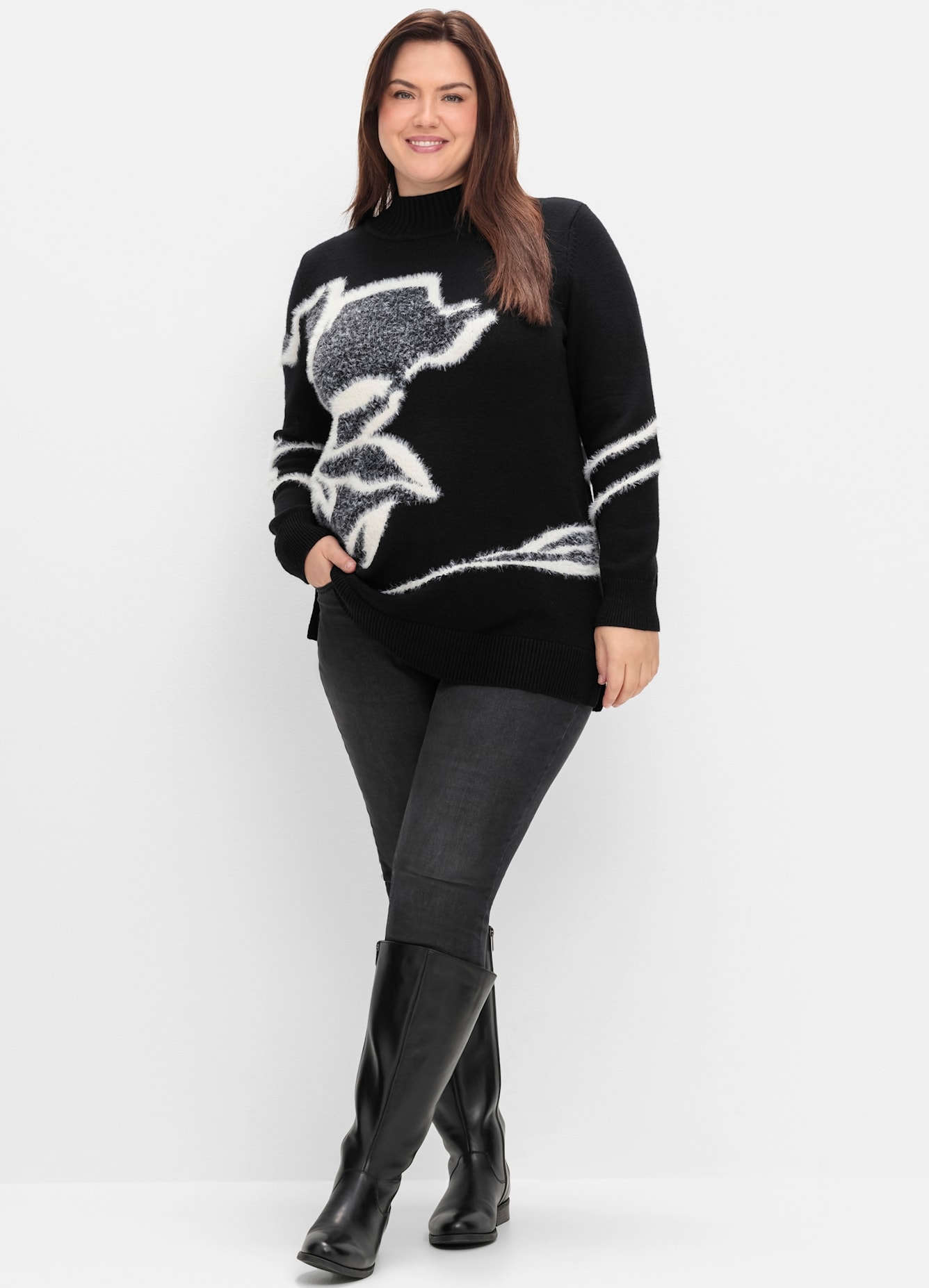 Sheego Stehkragenpullover »Stehkragenpullover«