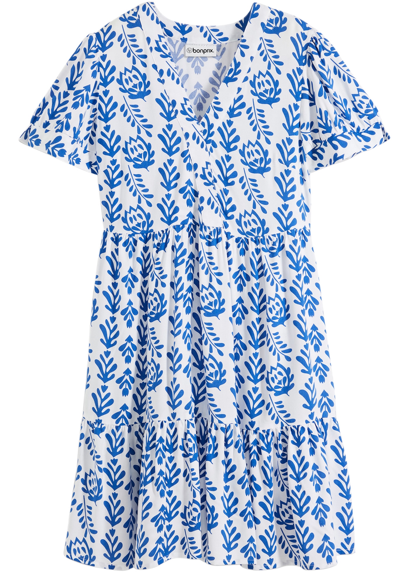 bonprix Tunikakleid 1 tlg. für Frühling und Sommer, aus reiner Viskose, mit Volants, Halbarm
