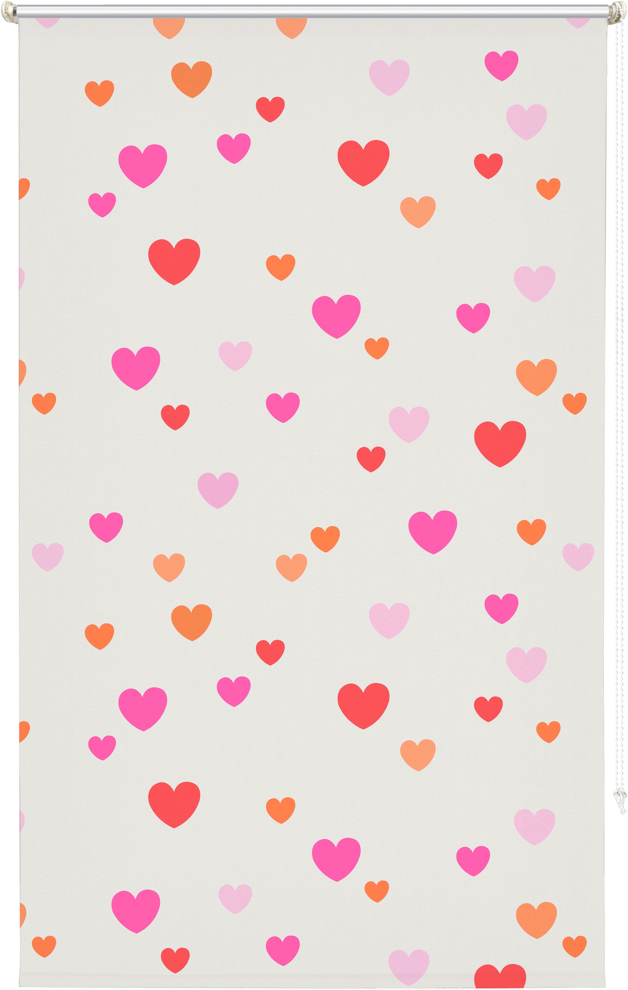 Lüttenhütt Rollo »HEART«, verdunkelnd, Blendschutz-Sichtschutz-Verdunkelung, ohne Bohren, freihängend, Fixmass, Klemmfix, Herzen, Kinderrollo -NEUHEIT!