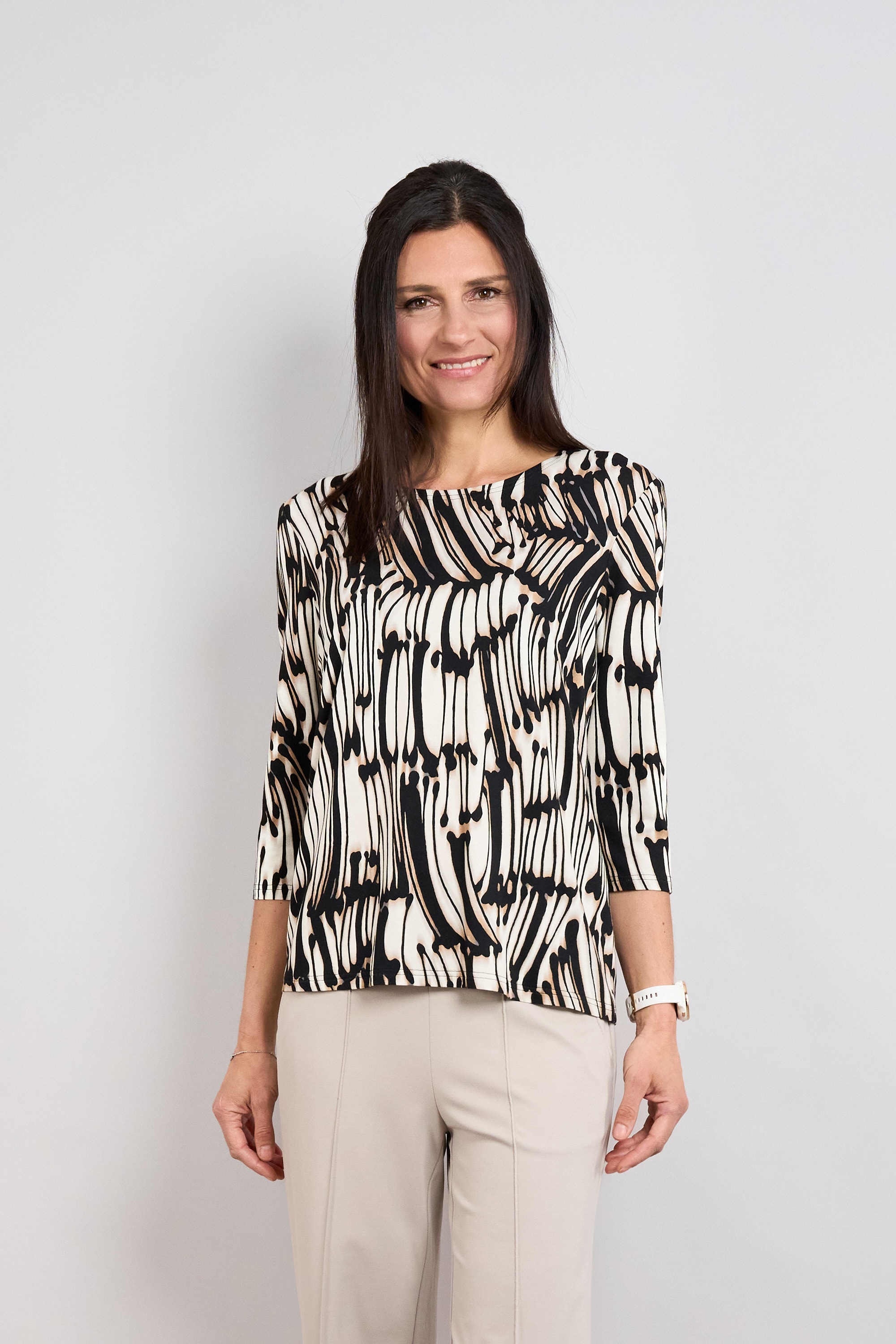 Image of Seidel Moden 3/4-Arm-Shirt 3/4- Sommer-Shirt mit grafischem Muster - MADE IN GERMANY