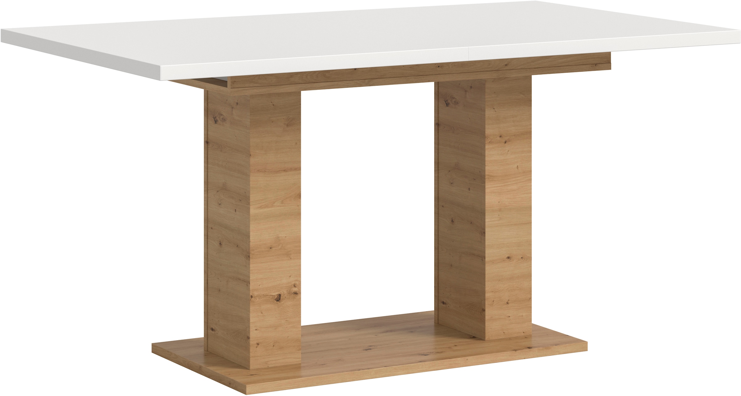 Home affaire Table de salle à manger »Motus, ausziehbar 150 -190 cm, inklusive 40 cm Einlegeplatte« Ensemble, 1 cuis tlg. Doppelsäulengestell mit Bodenplatte, Tisch, Esstisch, Küche