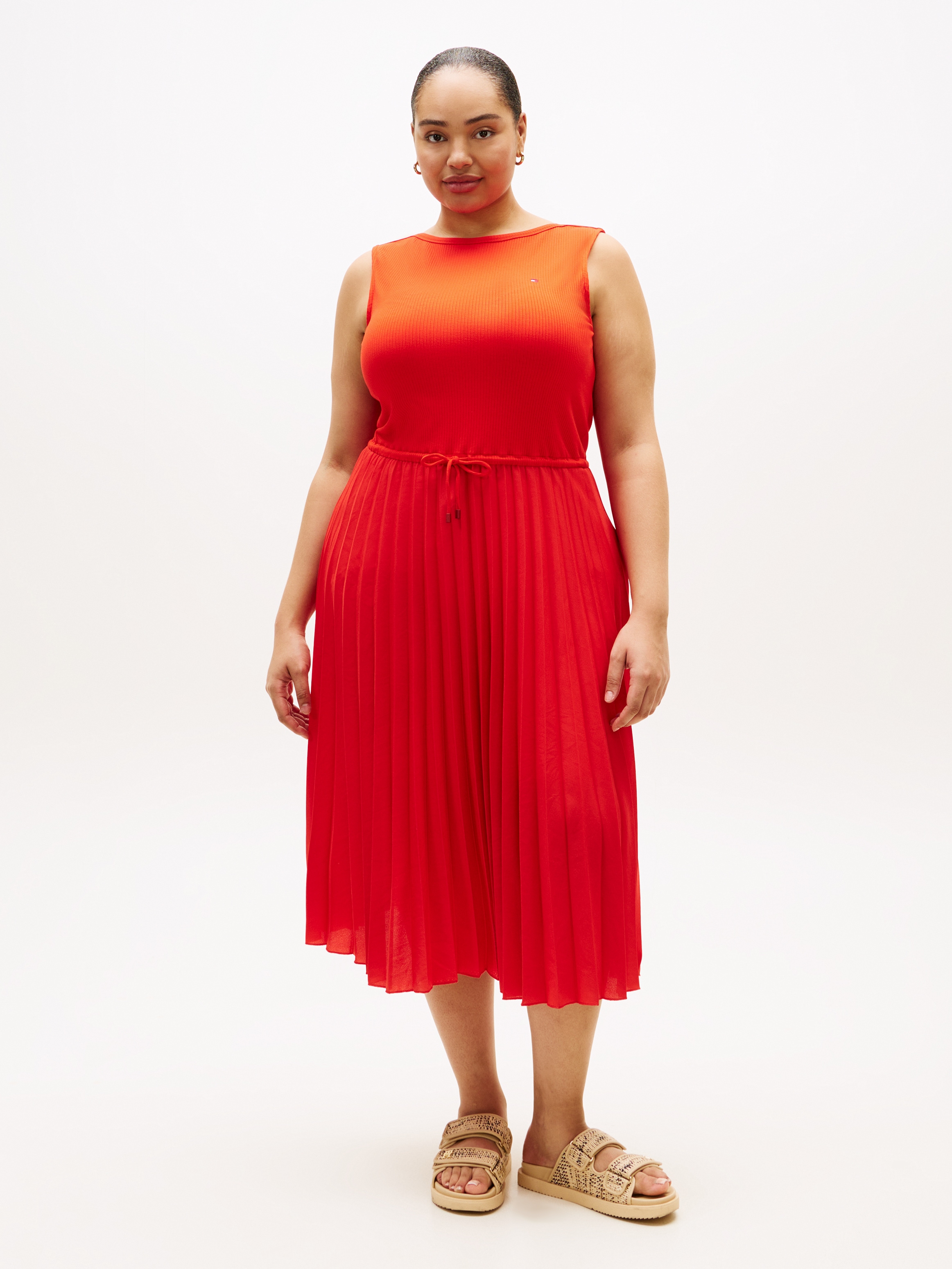 Image of Tommy Hilfiger Curve Sommerkleid "CRV 5X2 SLASH-NK MIX MEDIA DRS" in grossen Grössen