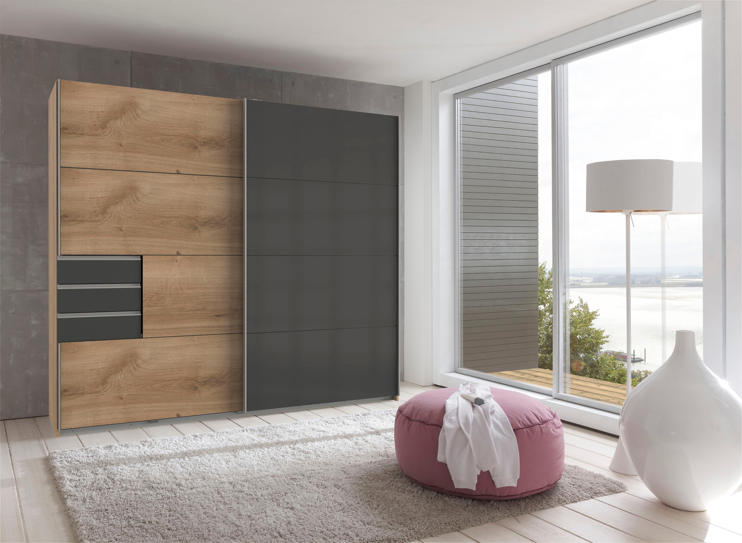 Image of Wimex Schwebetürenschrank "Saigon" mit Glaselementen, 2 Türen, 225cm breit