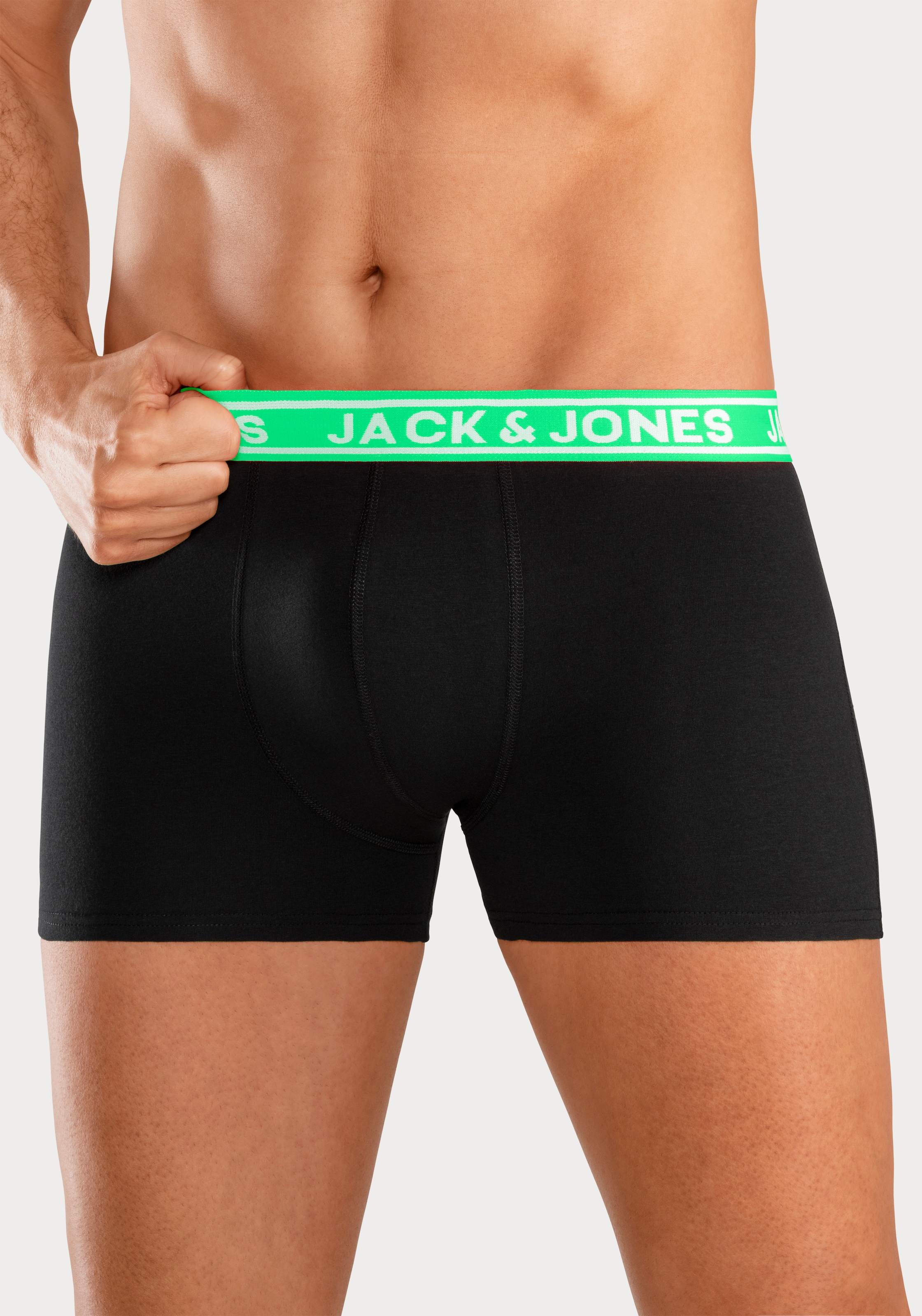 Jack & Jones Trunk »JACCRISP im 6er Pack mit Logobund und Stretchkomfort«, (Packung, 6 St.), unifarben mit Farbeinsatz, modisch, eng anliegend, Baumwollmischung