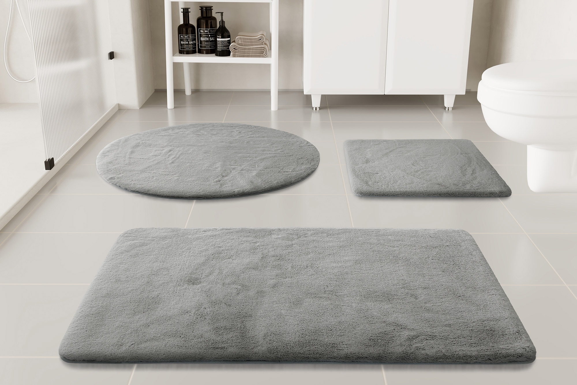 GOODproduct Tapis de bain »Lennja« Höhe 25 mm Badteppich, getuftet, Uni, antirutsch, flauschig  wie Kaninchenfell