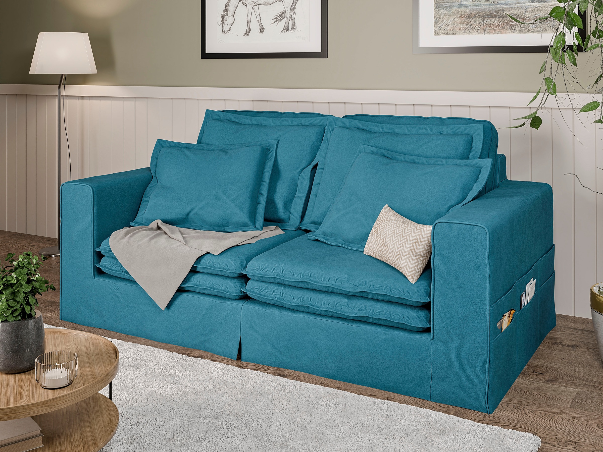 Home affaire 3-Sitzer »ALISSAS BIS mit vielen Kissen, Biesen an den Kissen,« Hussen-Optik,   kleine Taschen an der Seite zum Verstauen