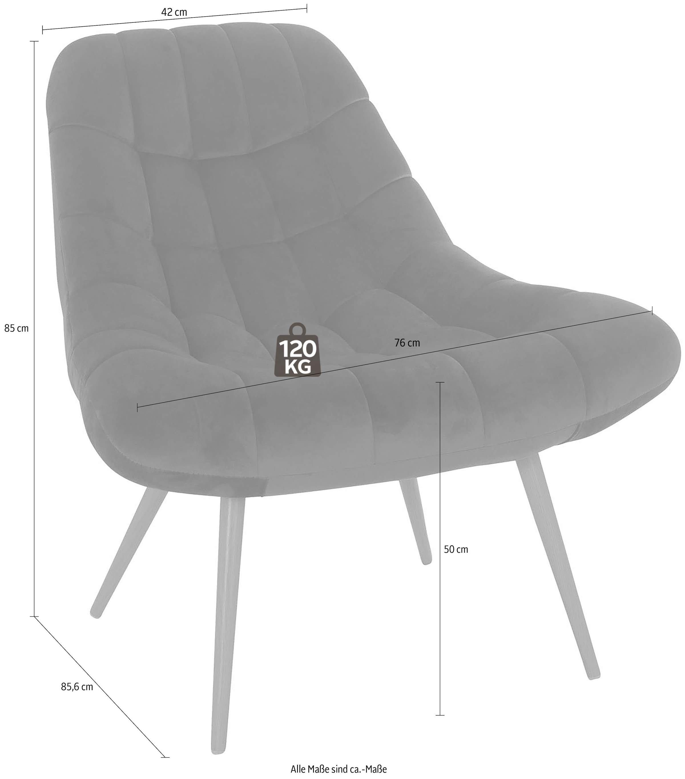 SalesFever Fauteuil de relaxation »Toulon - Komfortabler Loungesessel« mit XXL-Steppung, mit schwarzen oder naturfarbenen Beinen