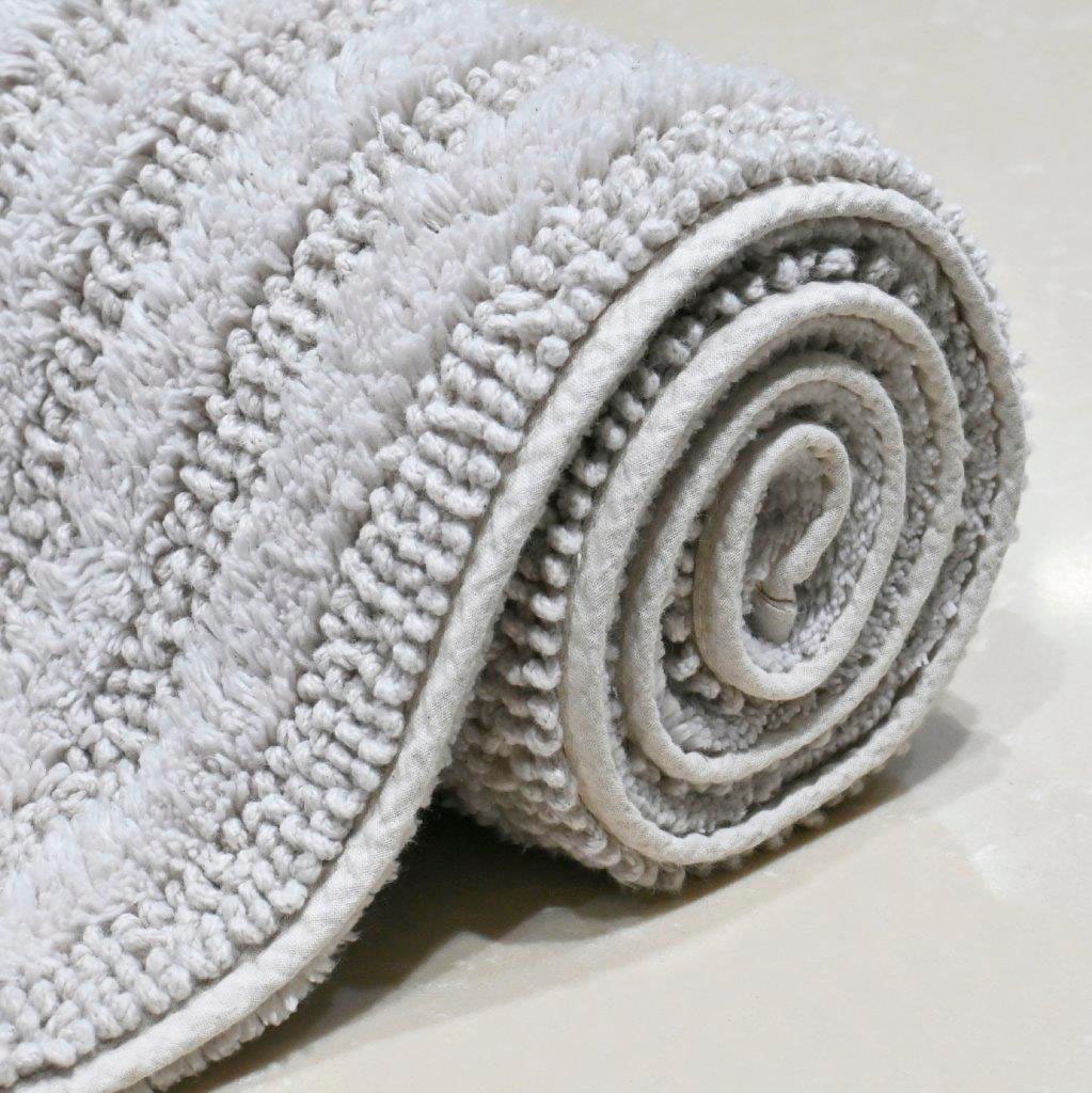 my home Badematte »Inga, Rahmen, Badvorleger, Badezimmer Teppich«, beidseitig nutzbar-fussbodenheizungsgeeignet-strapazierfähig, 100% Baumwolle, Hoch-Tief-Effekt, weich, trocknergeeignet