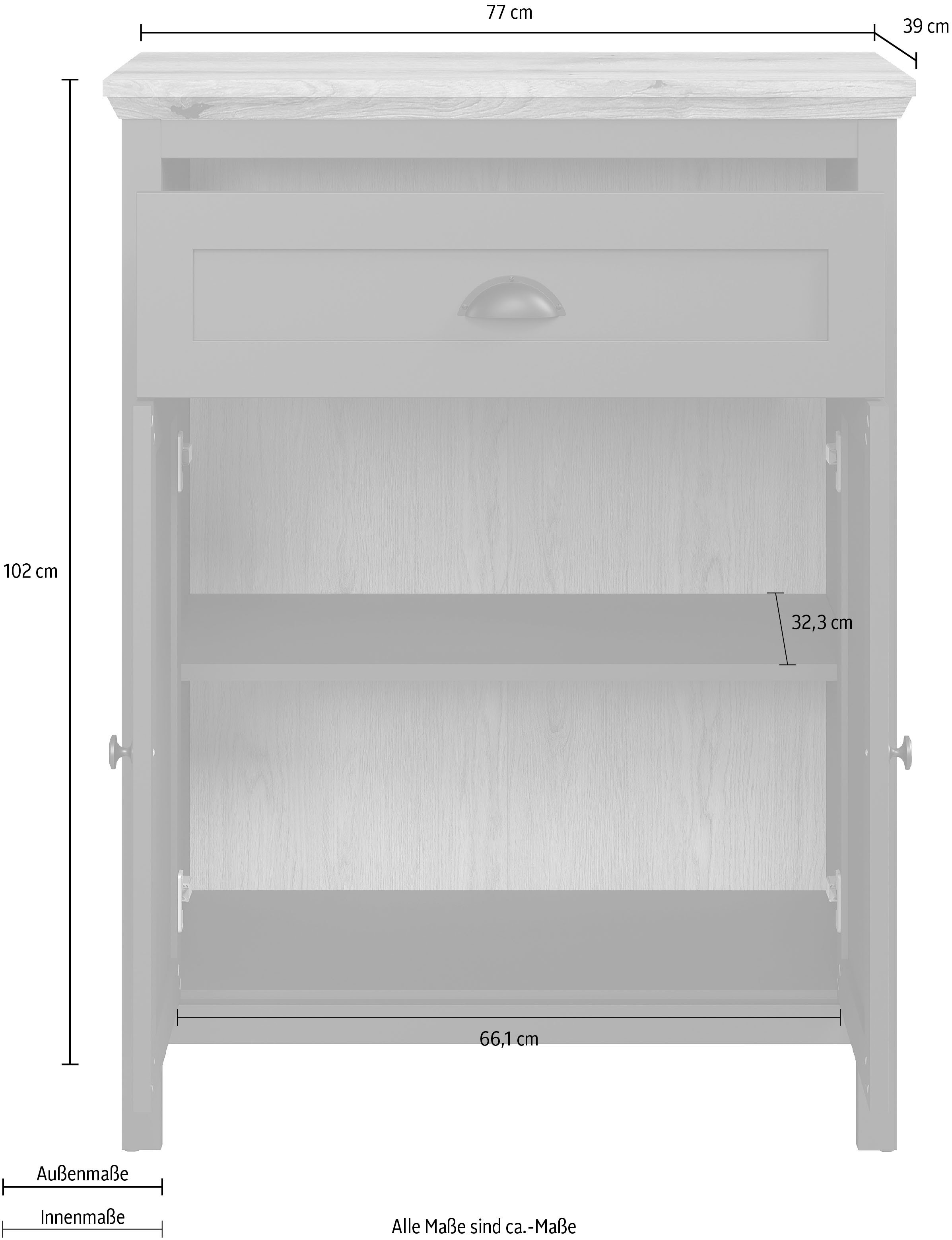 Home affaire Commode »Vienna« 1 cuis tlg. Commode avec 2 portes, 1 tiroir & fermeture douce - (L/P/H) 77/39/102 cm
