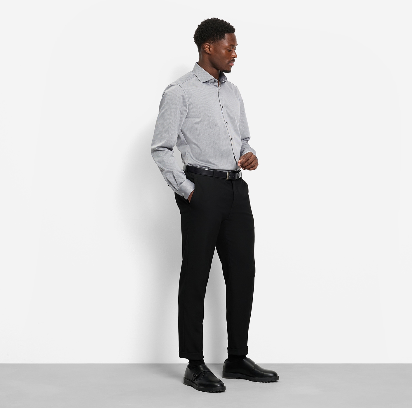 OLYMP Chemise à manches longues »Level Five« body fit, Businesshemd, Minimalprint, Royal-Kentkragen