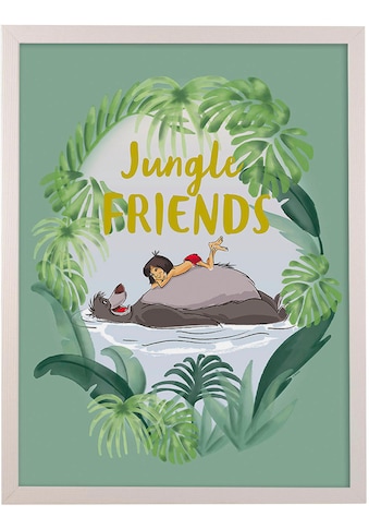 Bild mit Rahmen »Bilderrahmen Holz White mit Wandbild "Jungle Book Friends" als Set«