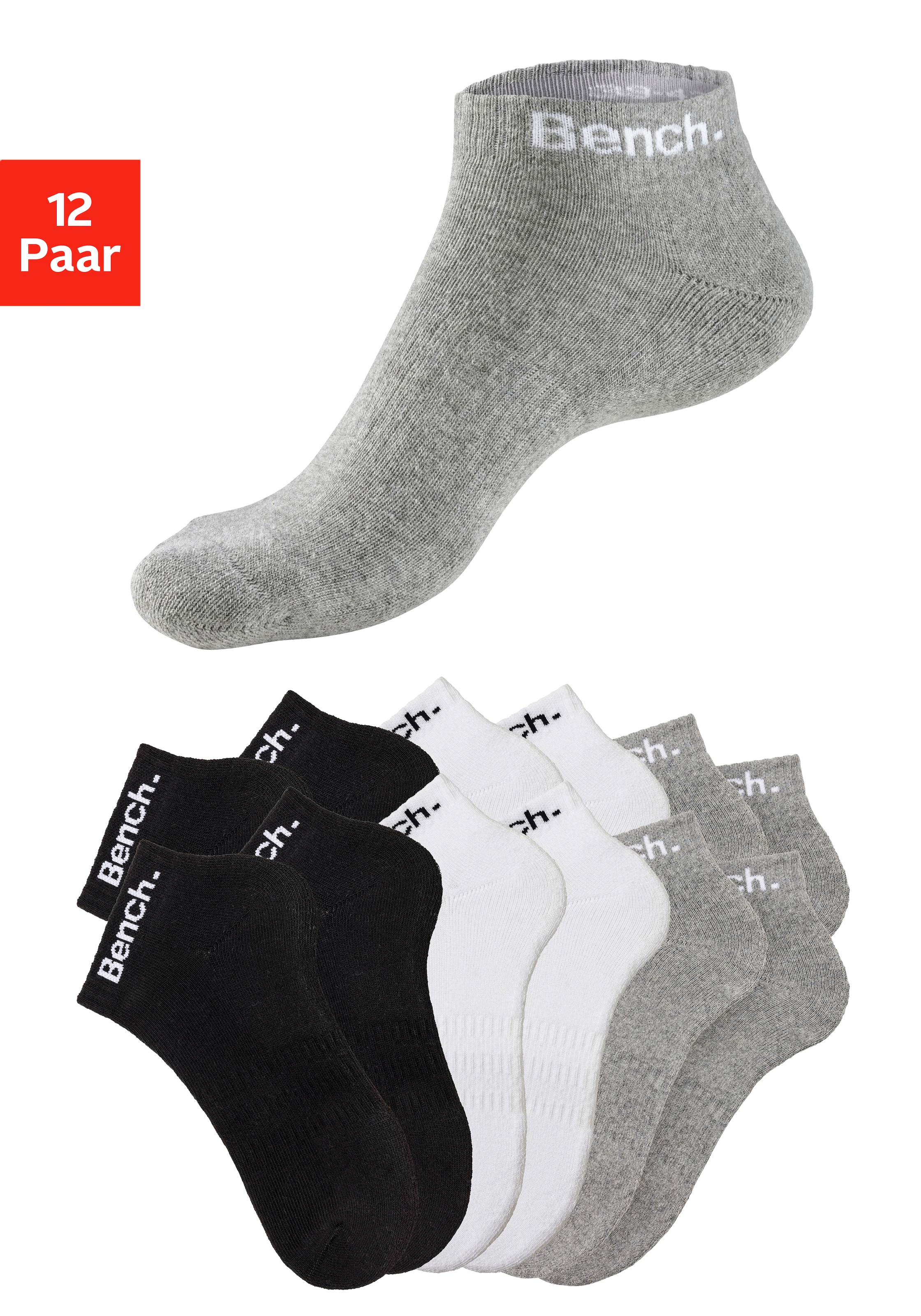 Image of Bench. Sportsocken Packung, 12 Stk. tlg. Tennis Kurzsocken mit Halbfussfrottee