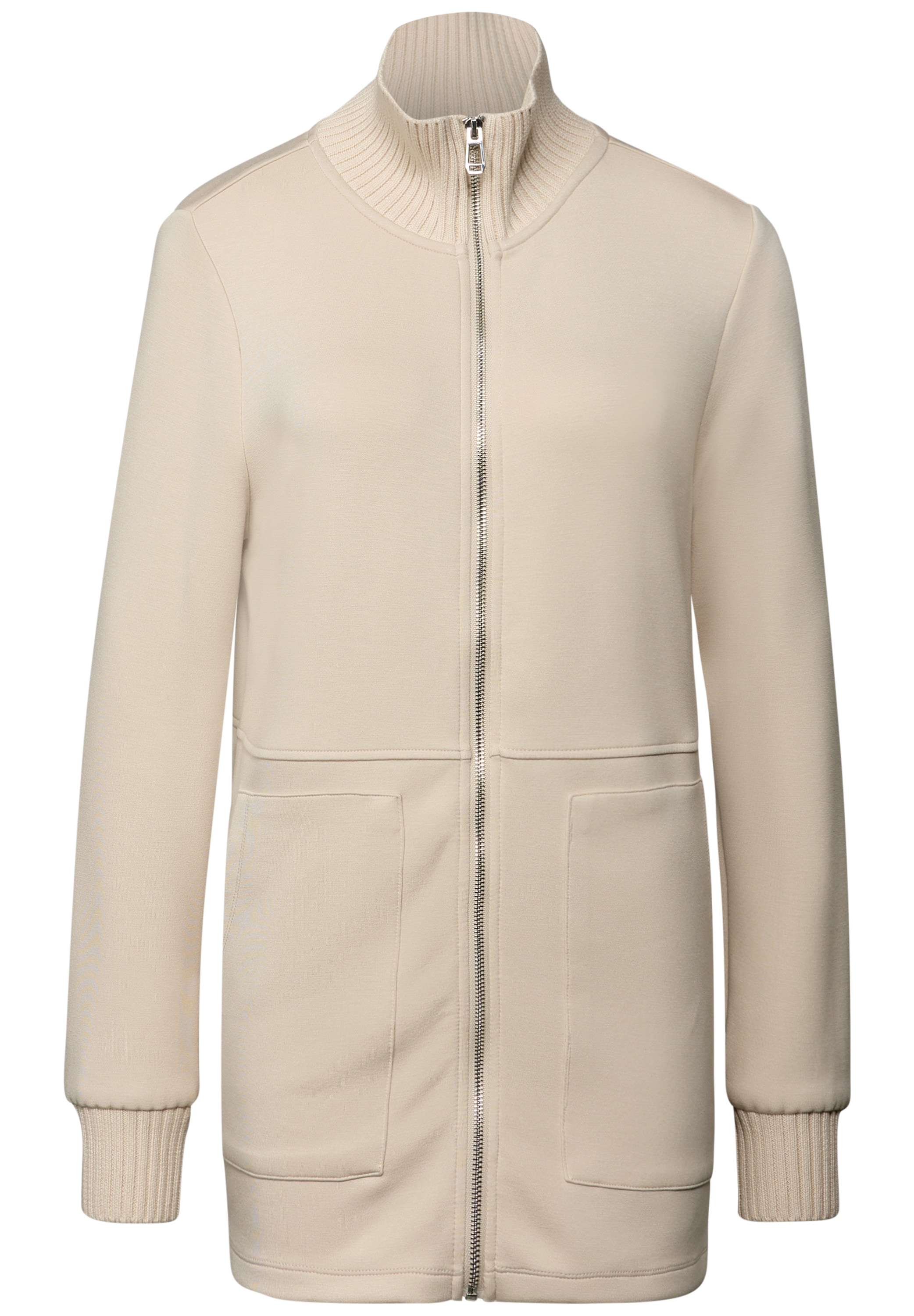 STREET ONE Sweatjacke, mit Strickdetails und Stehkragen