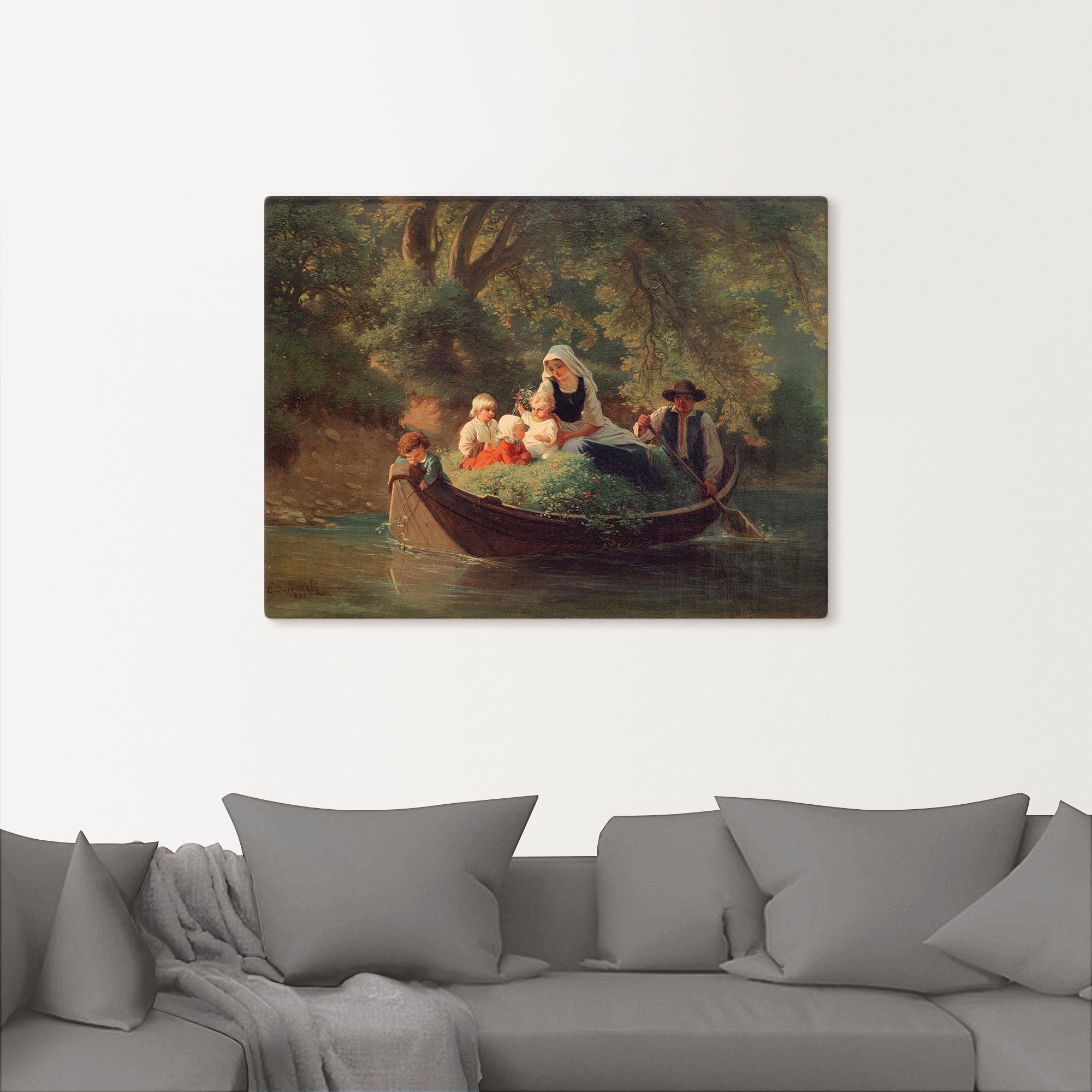 Artland Wandbild »Bauernfamilie in einem Boot«, Gruppen & Familien, (1 St.), als Leinwandbild, Poster in verschied. Grössen