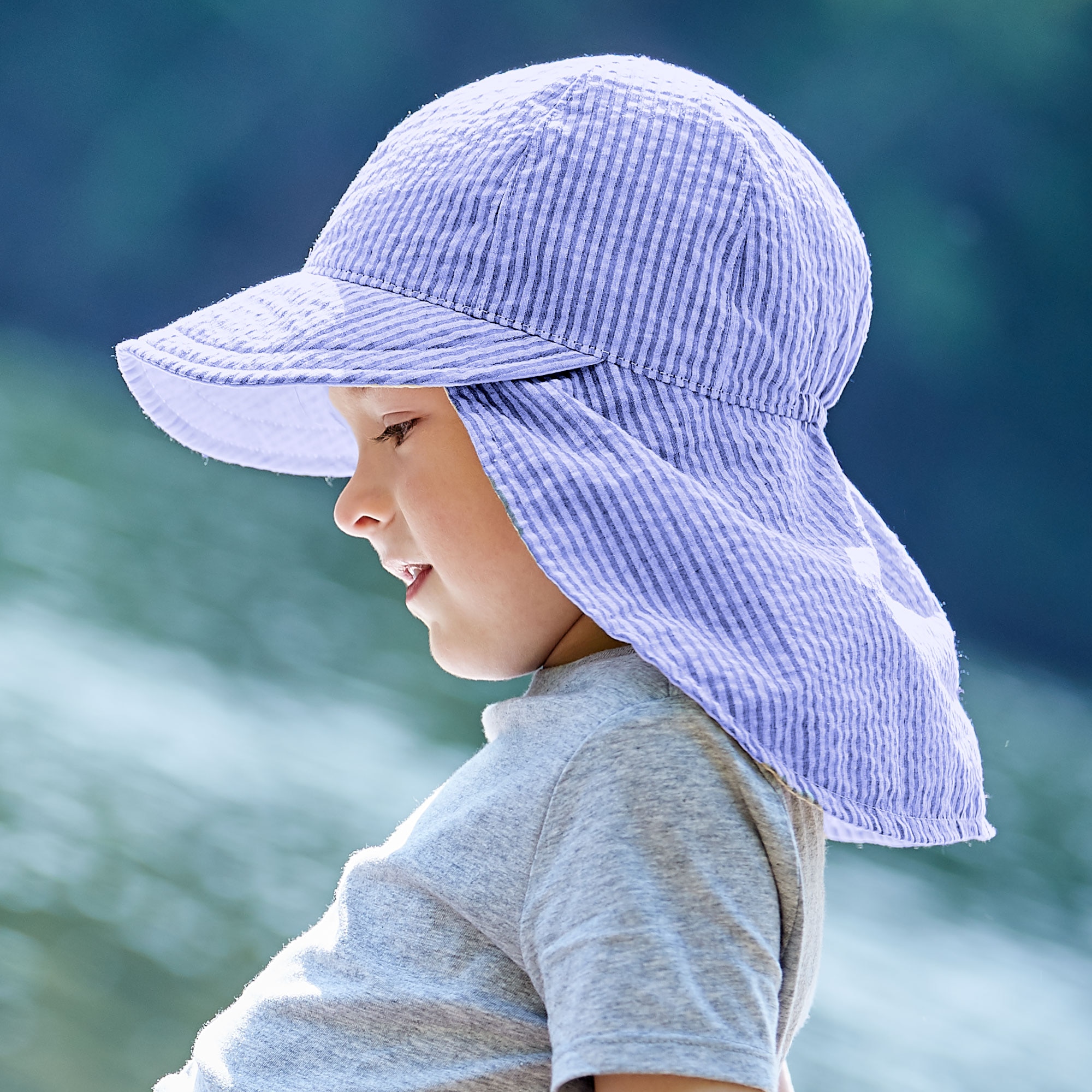 MAXIMO Schiebermütze 1 Stk. zum Binden, Seersucker, Nackenschutz, Unisex, Kleinkind