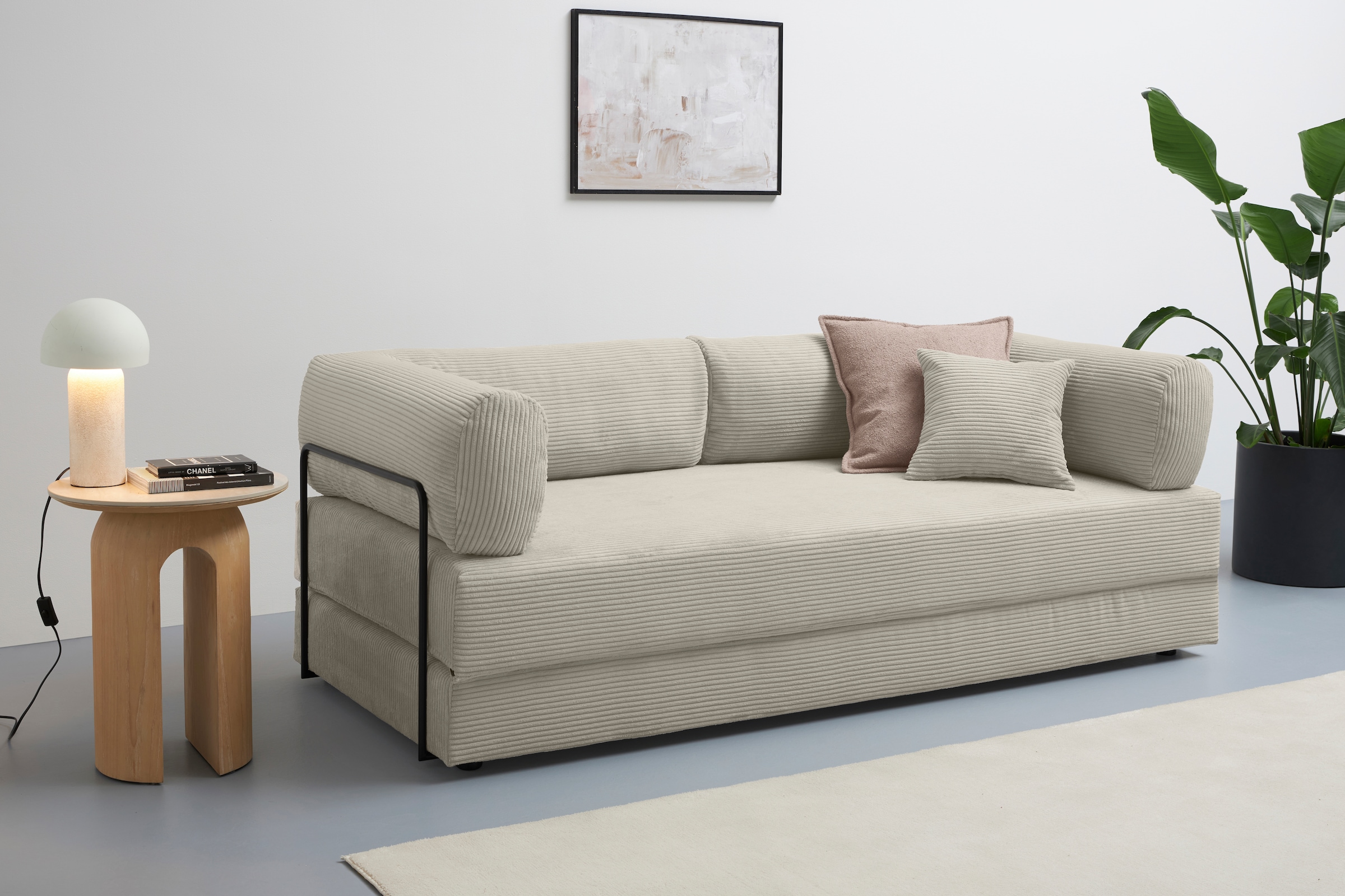 homsy by Ana Johnson Canapé-lit »Folda Dauerschläfer, B: 206 cm, Liegefl. 181x198 cm« mit Bett-/Schlaffunktion, inkl. 1x Zierkissen, Tonnentaschenfederkern