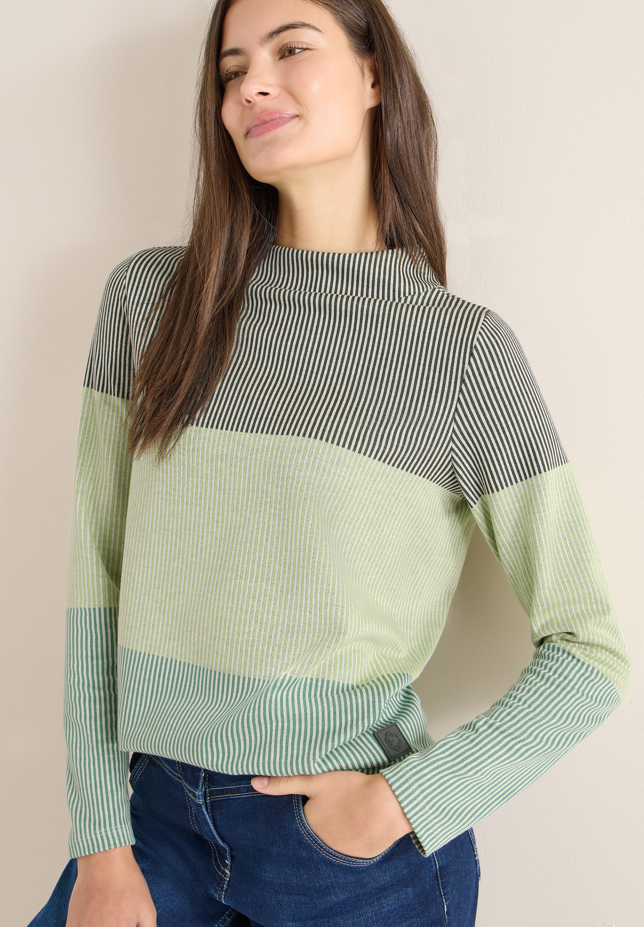 Image of Cecil Jacquardpullover im Colorblocking-Look