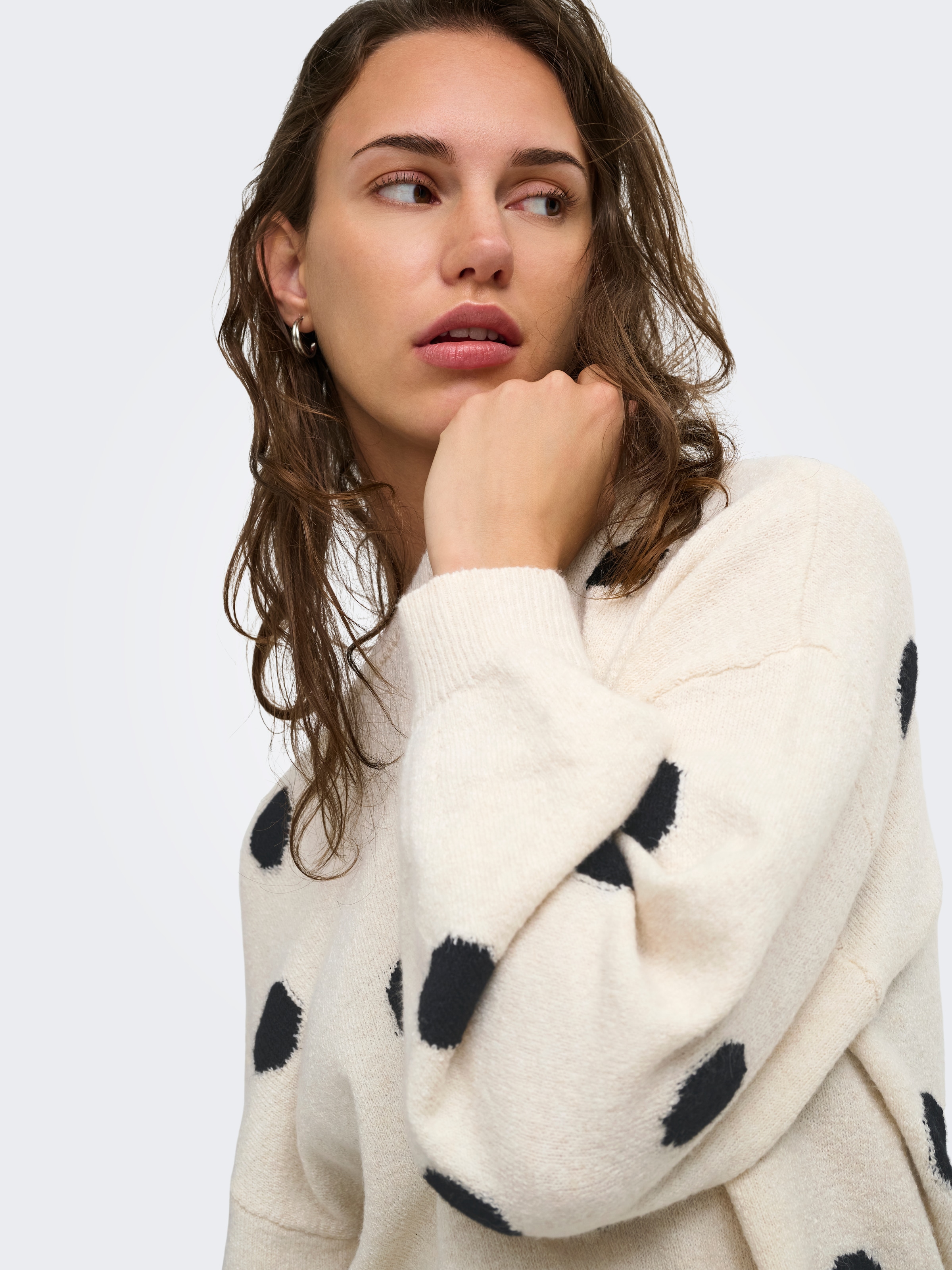 Image of ONLY Strickpullover "ONLRICA LS DETAIL O-NECK CC KNT" Materialmix, regular fit
